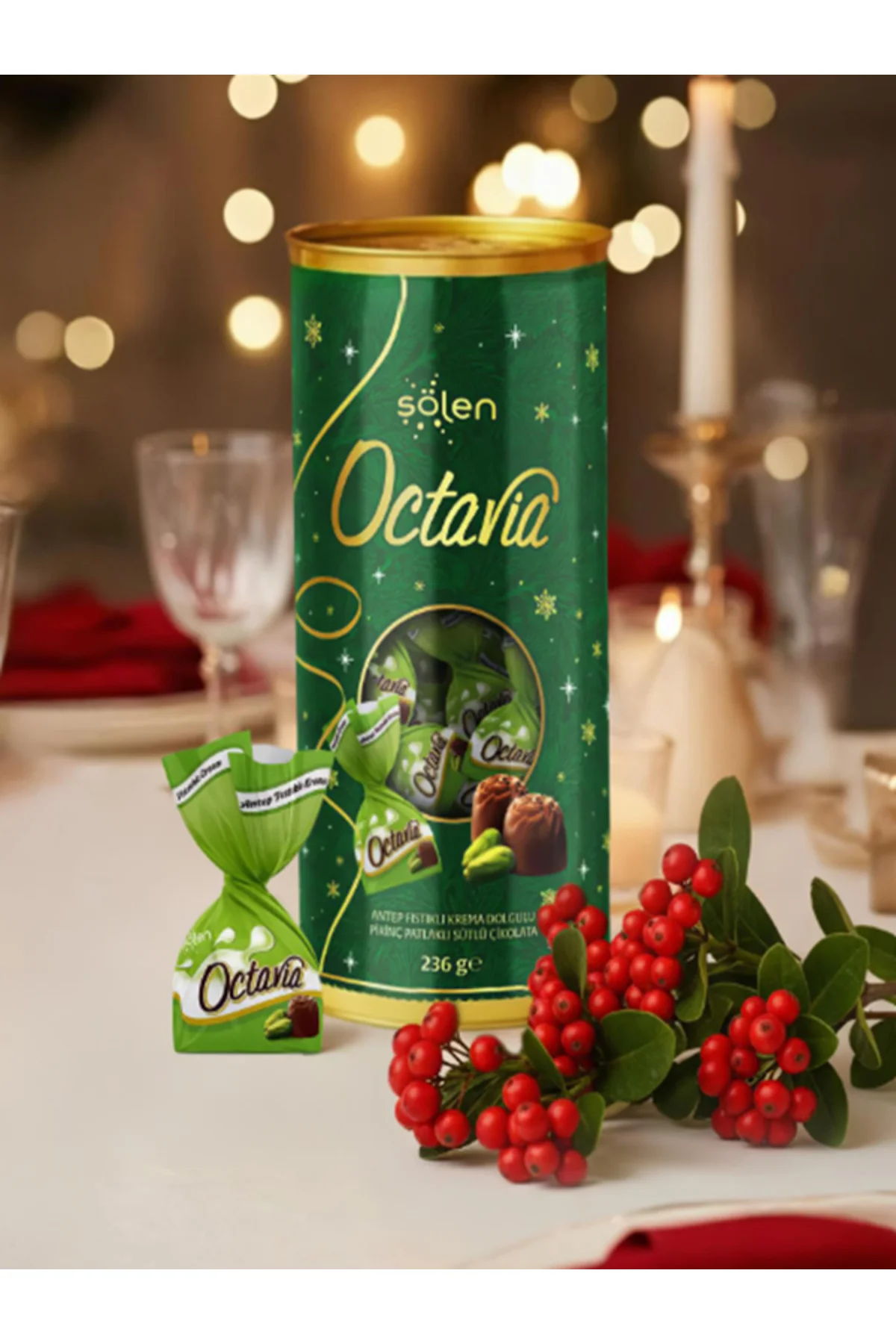 Octavia Antep Fıstıklı Prinç Patlaklı Sütlü Çikolata 236 G