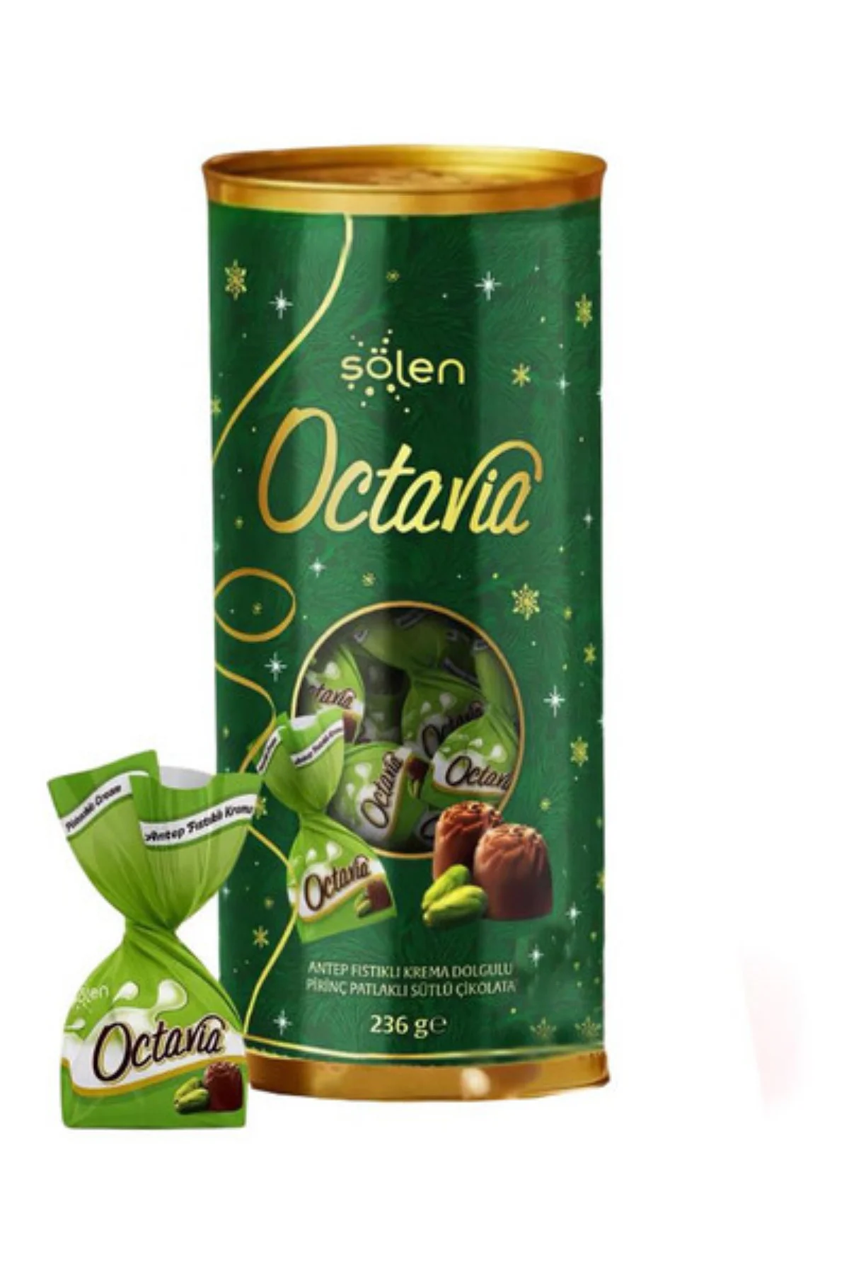 Octavia Antep Fıstıklı Prinç Patlaklı Sütlü Çikolata 236 G