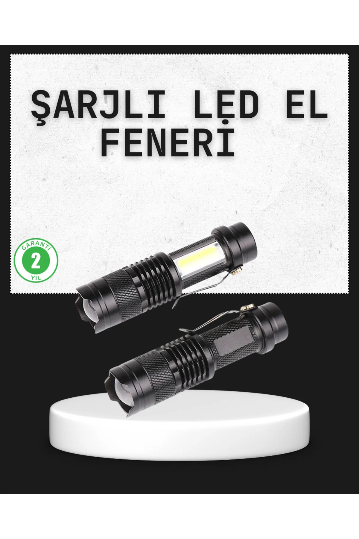 Odak Ayarlı 2000 Lümen Şarjlı LED El Feneri