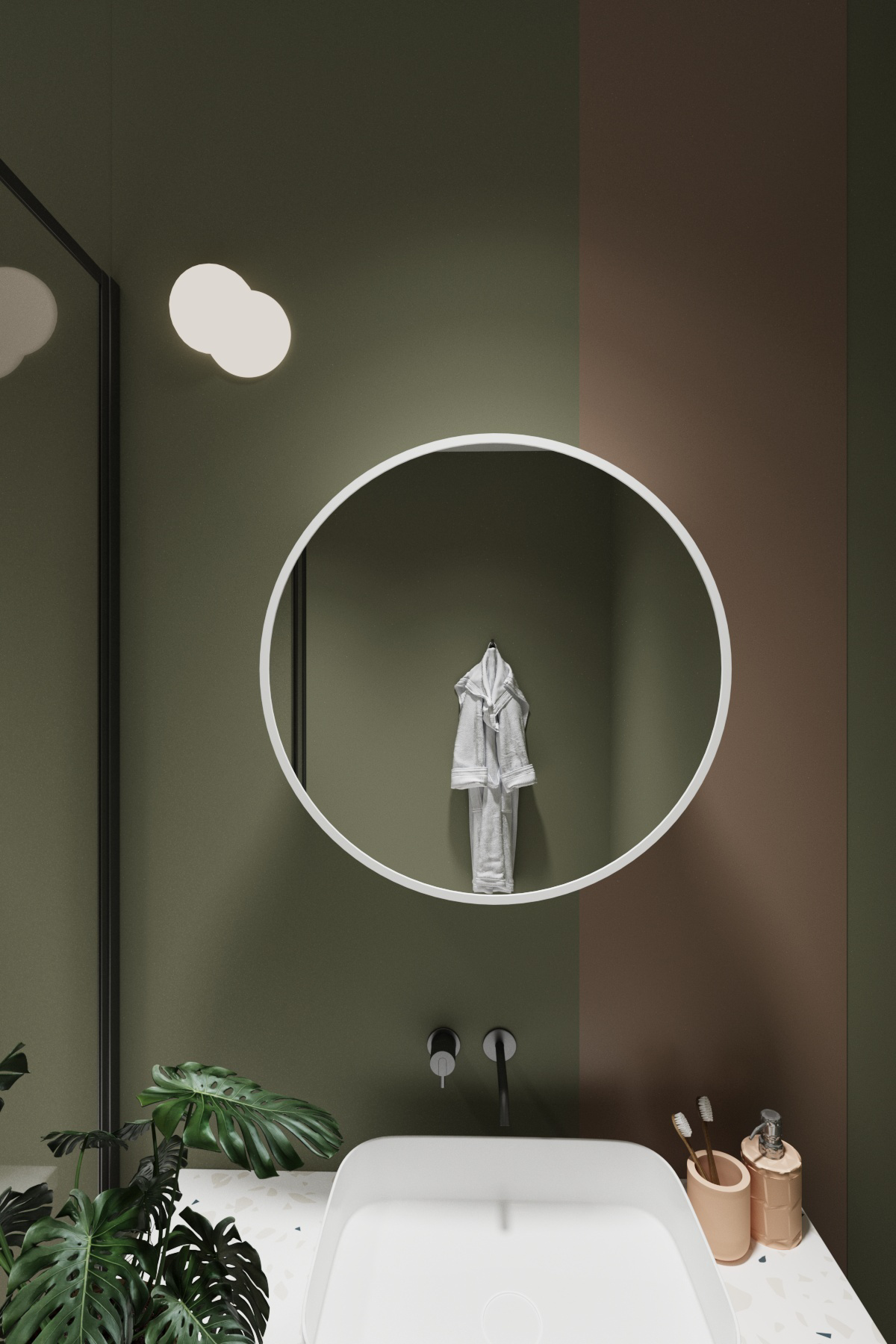 Odin Oval Aynalı Kapaklı Lavabo Üstü Banyo Dolabı