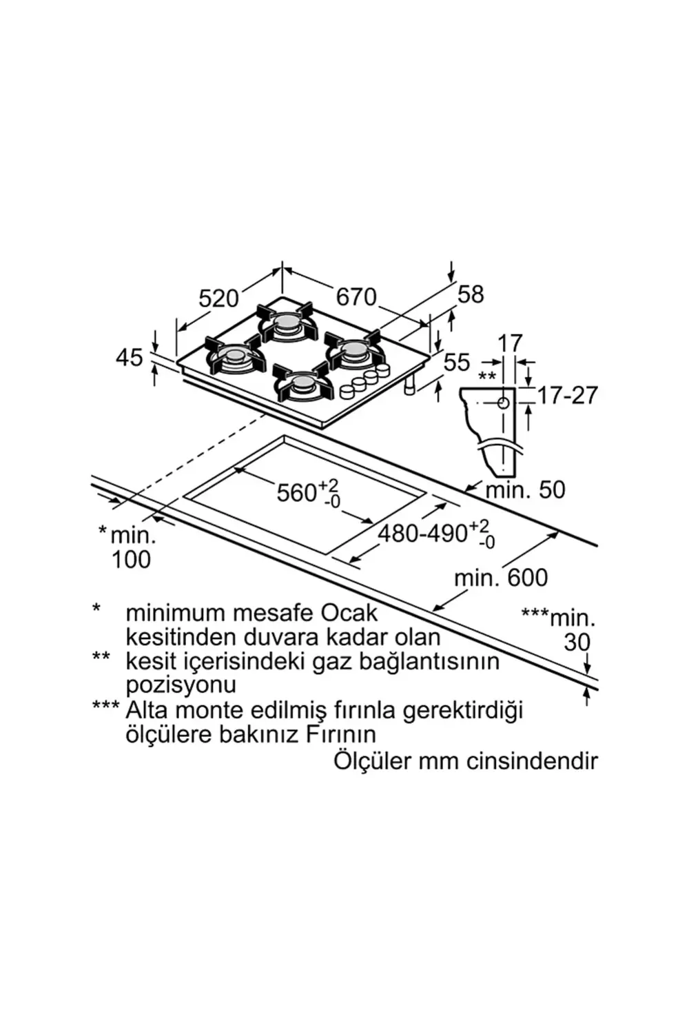 OE37H9P10D Gazlı Ankastre Ocak