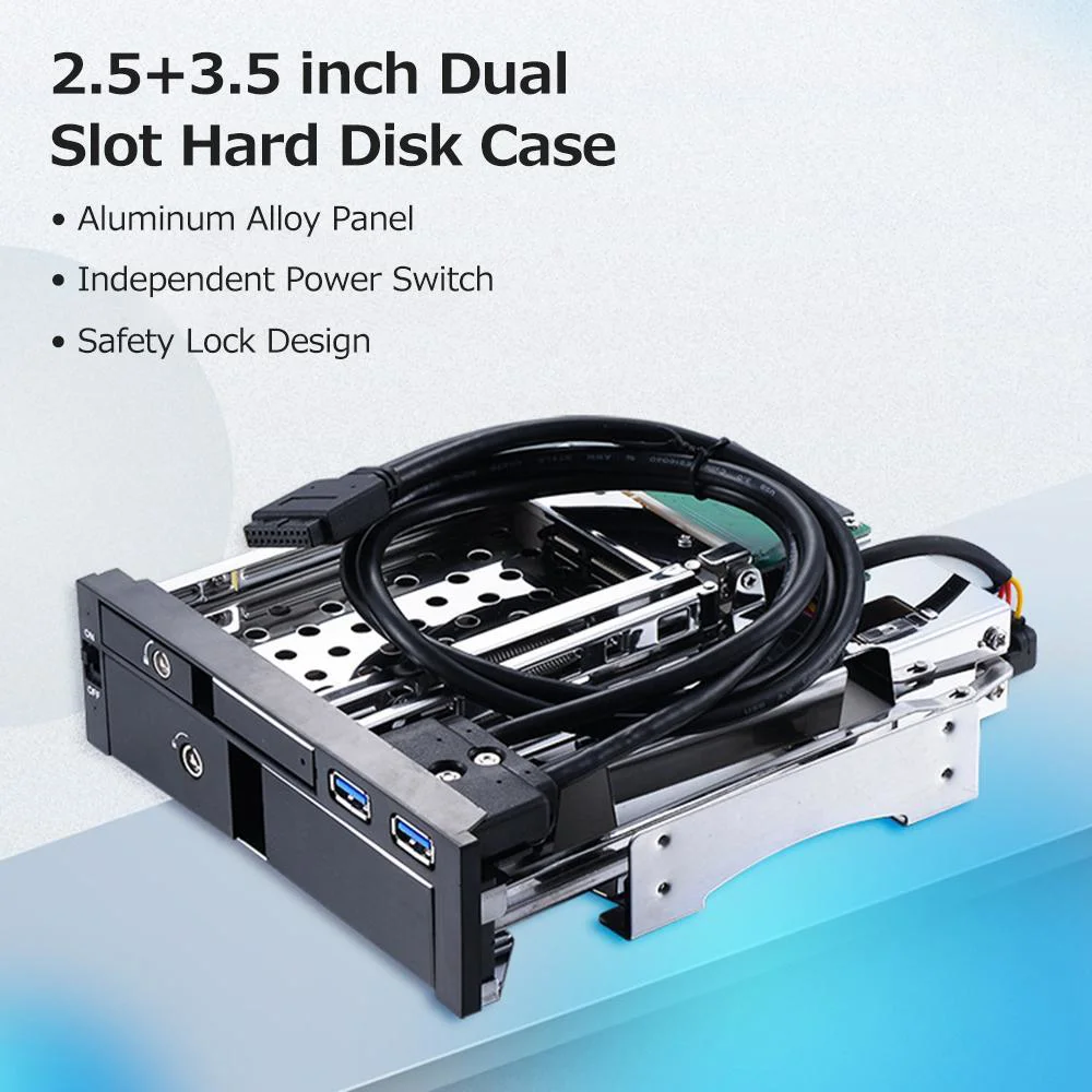 Oem 5,25" Dahili Çift Yuvalı Sabit Disk Kutusu 2,5+3,5 inç SATA H