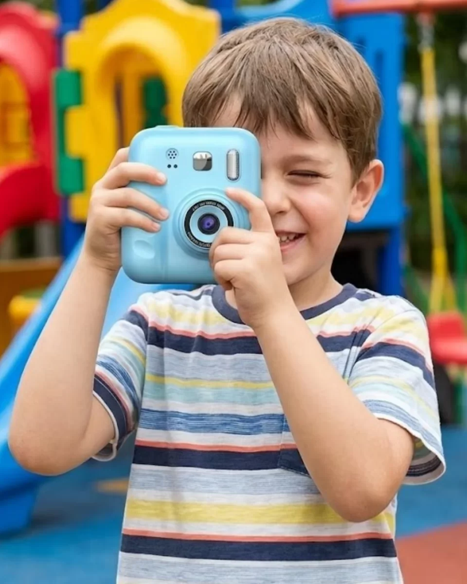 OEMTR Çocuk Fotoğraf Makinesi Anında Baskı Özellikli 4 Kağıt Rulo ve 5 Renkli Kalem Hediyeli