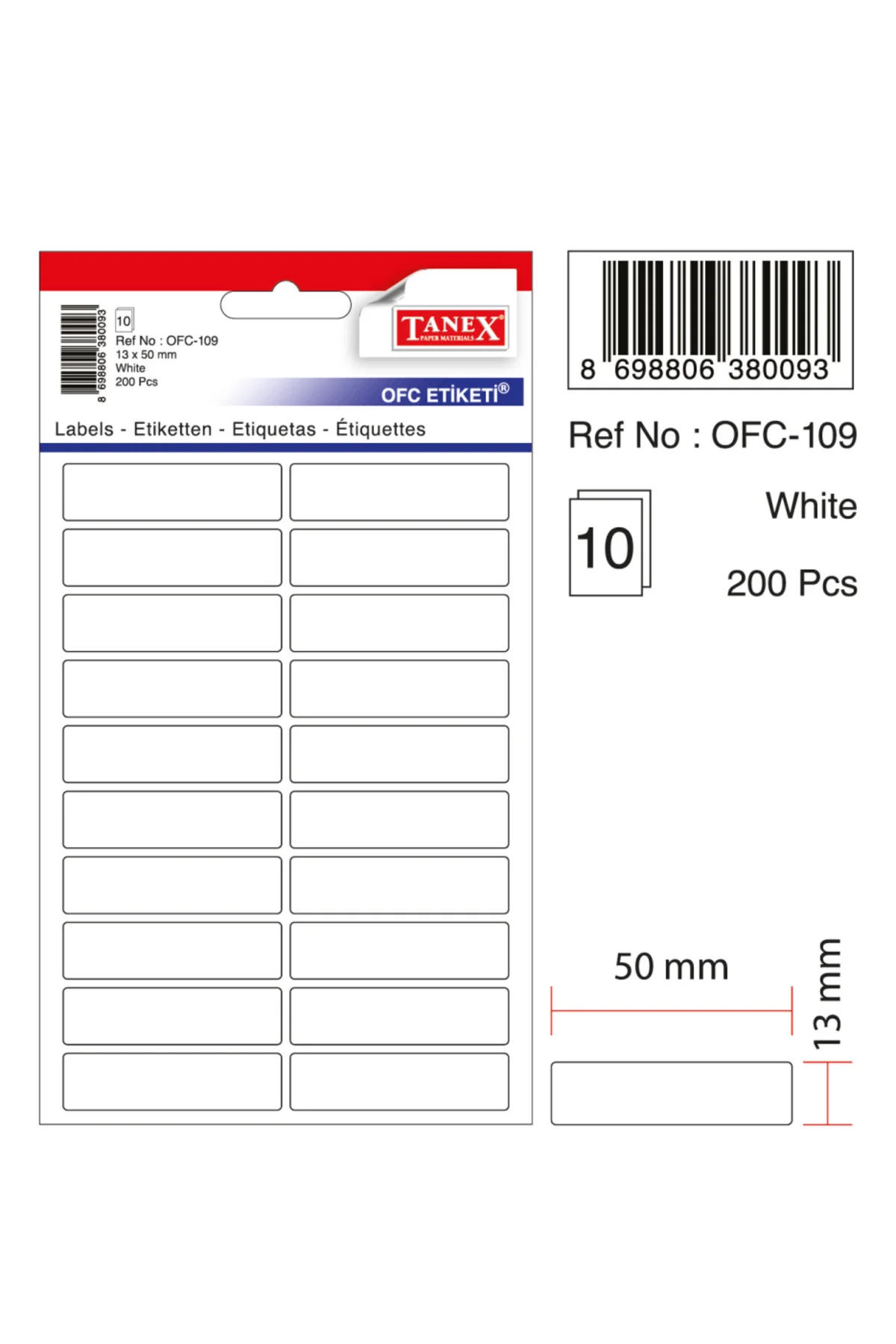 Ofc-109 Çıkartma Etiket 50x13 Mm 10 Lu