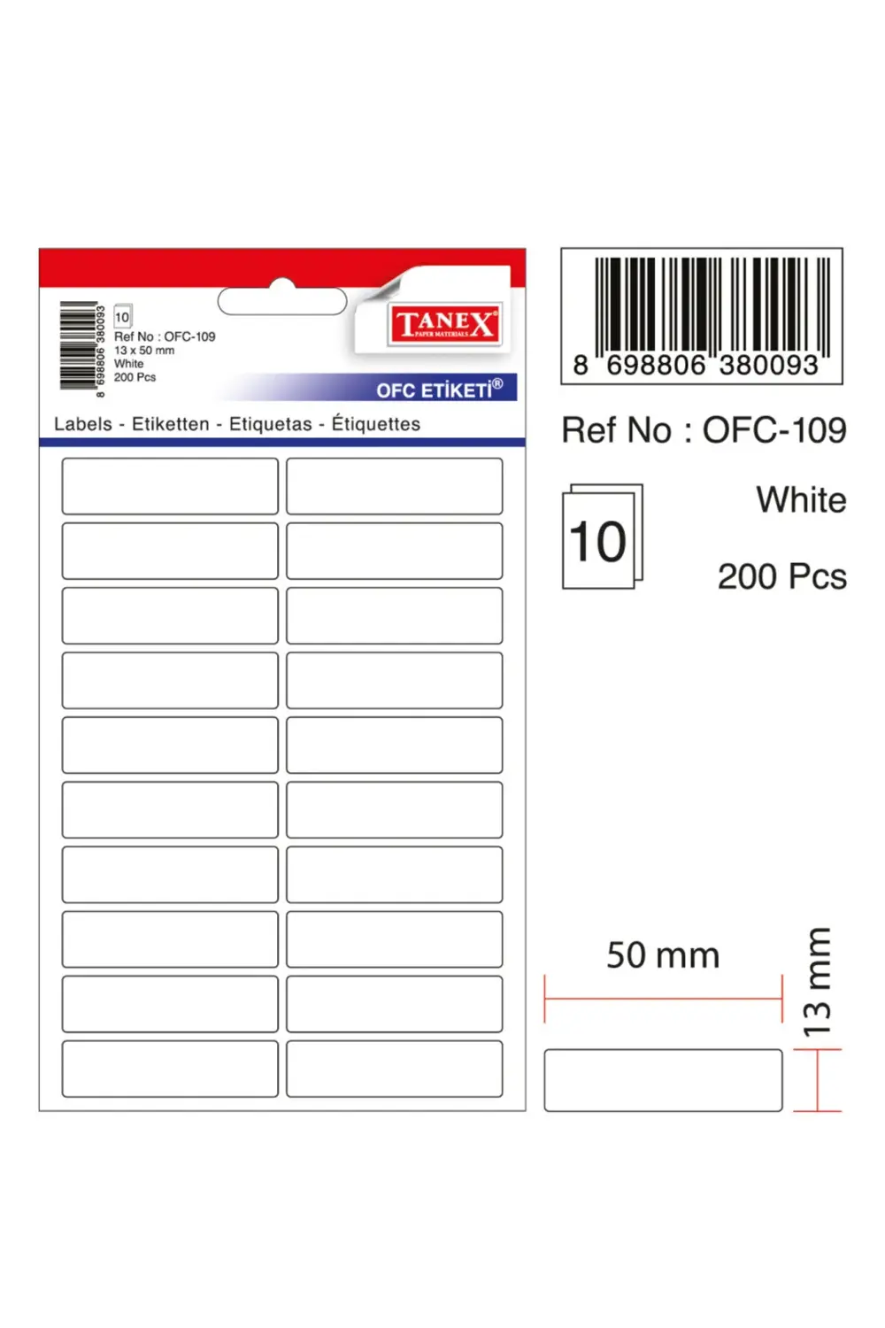 Ofc-109 Çıkartma Etiket 50x13 Mm 10 Lu