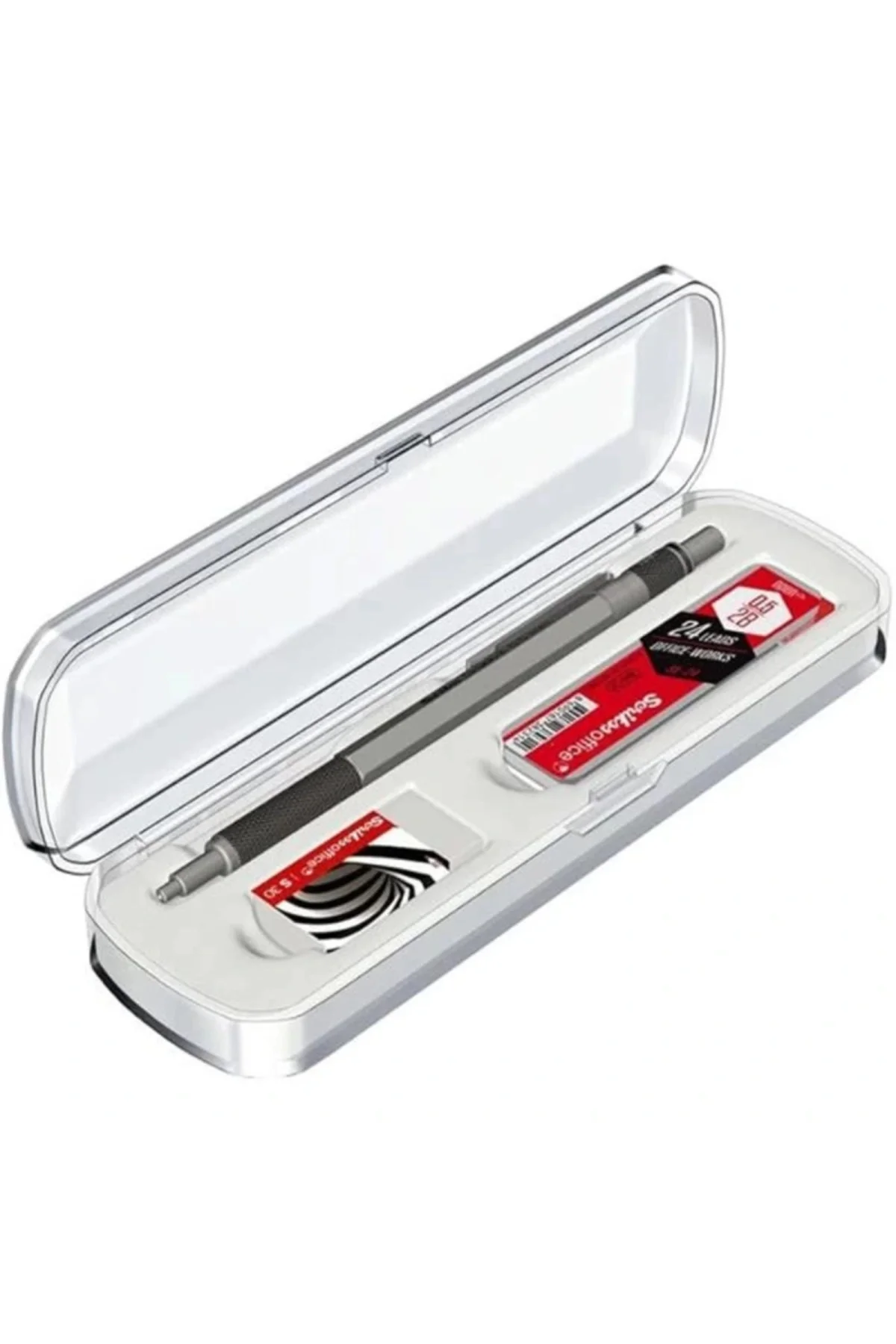 Office Graphx 3'Lü Set Mekanik Kurşun Kalem Silgi Min Saten Gri 0.5 Mm