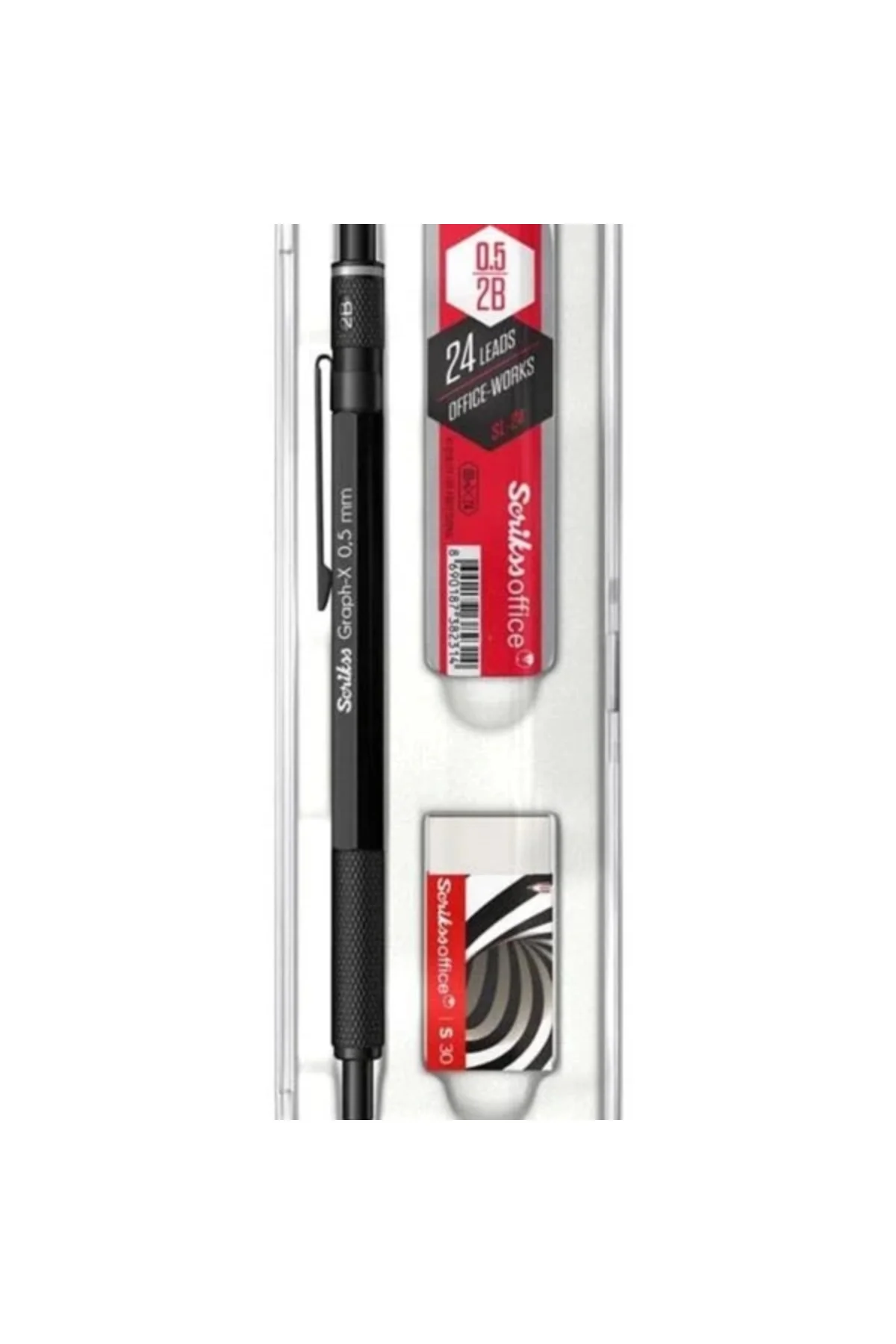 Office Graphx 3'lü Set Mekanik Kurşun Kalem Silgi Min Mat Siyah 0.5 Mm