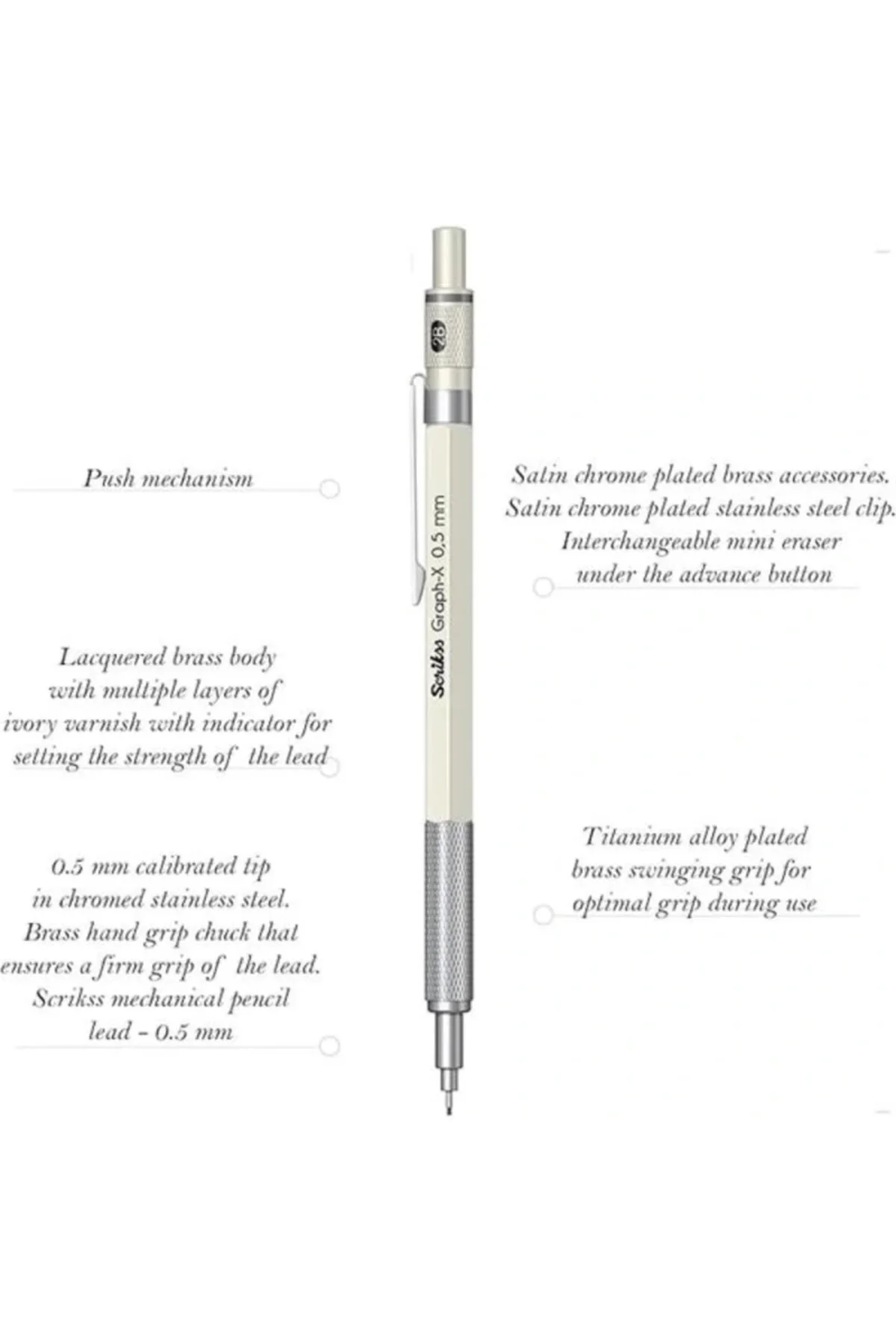 Office Graphx Mekanik Kurşun Kalem Beyaz 0.5 Mm