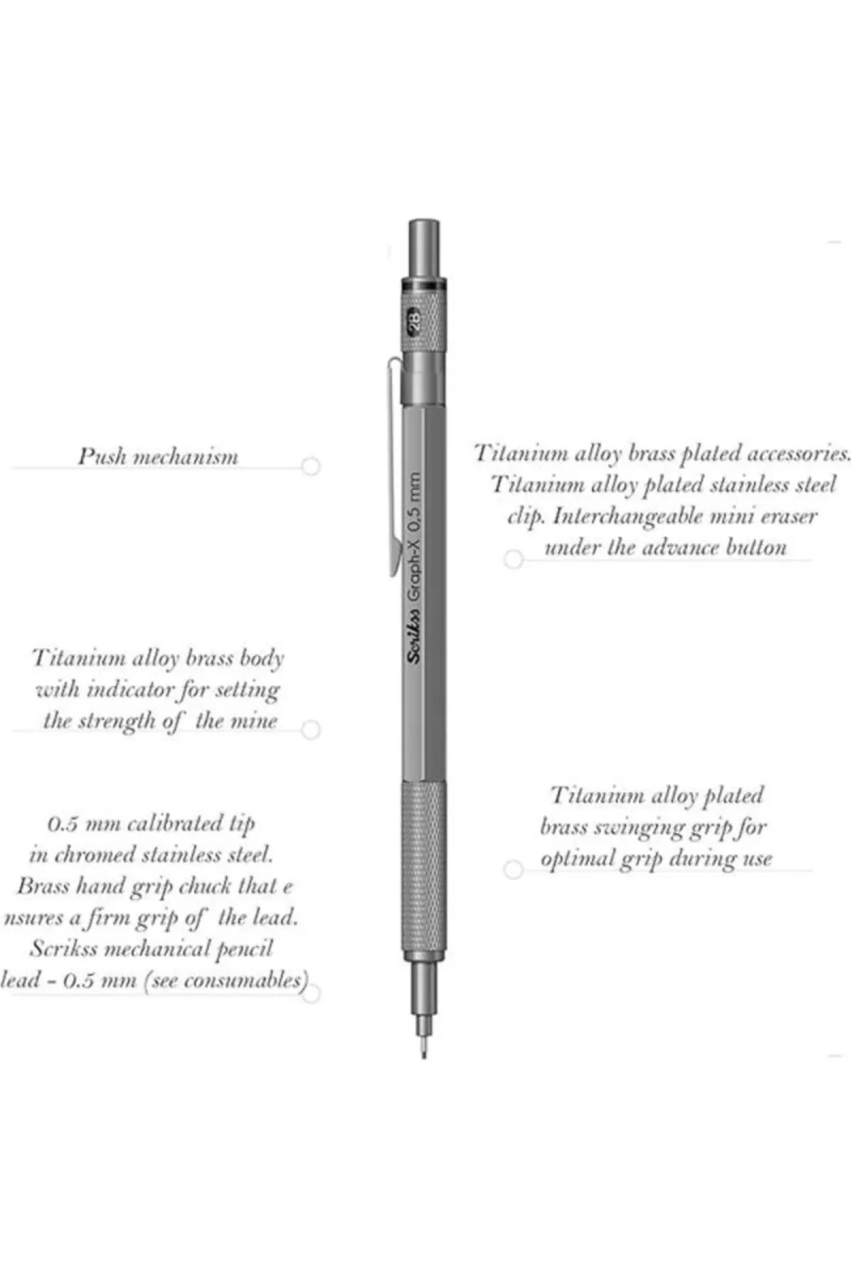 Office Graphx Mekanik Kurşun Kalem Kurşun Gri 0.5 Mm