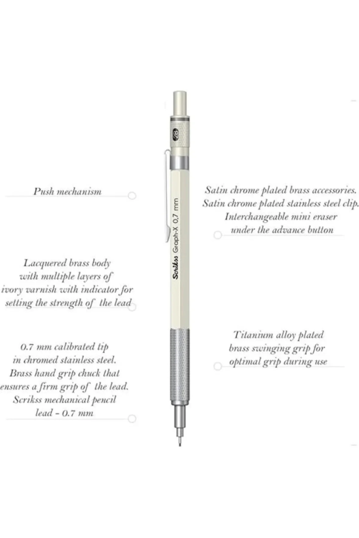 Office Graphx Mekanik Kurşun Kalem Beyaz 0.7 Mm
