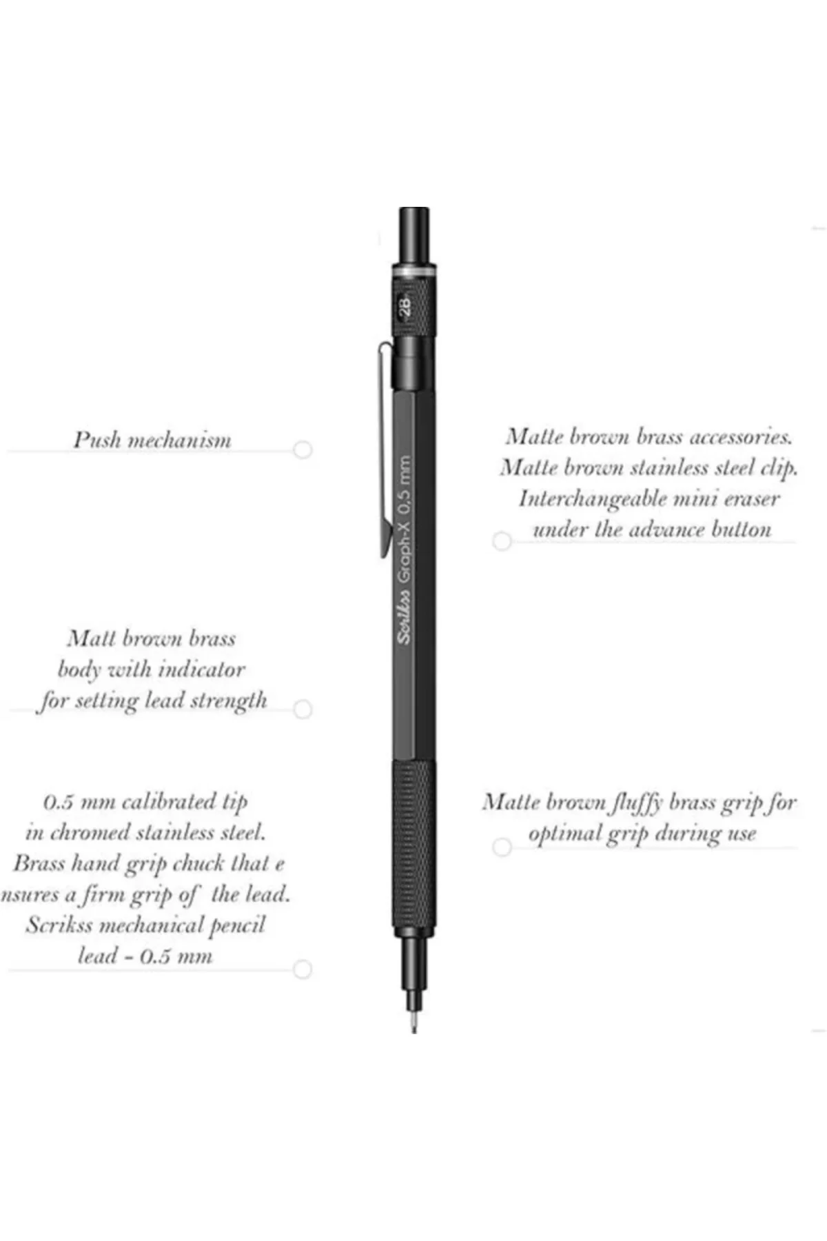 Office Graphx Mekanik Kurşun Kalem Mat Siyah 0.5 Mm