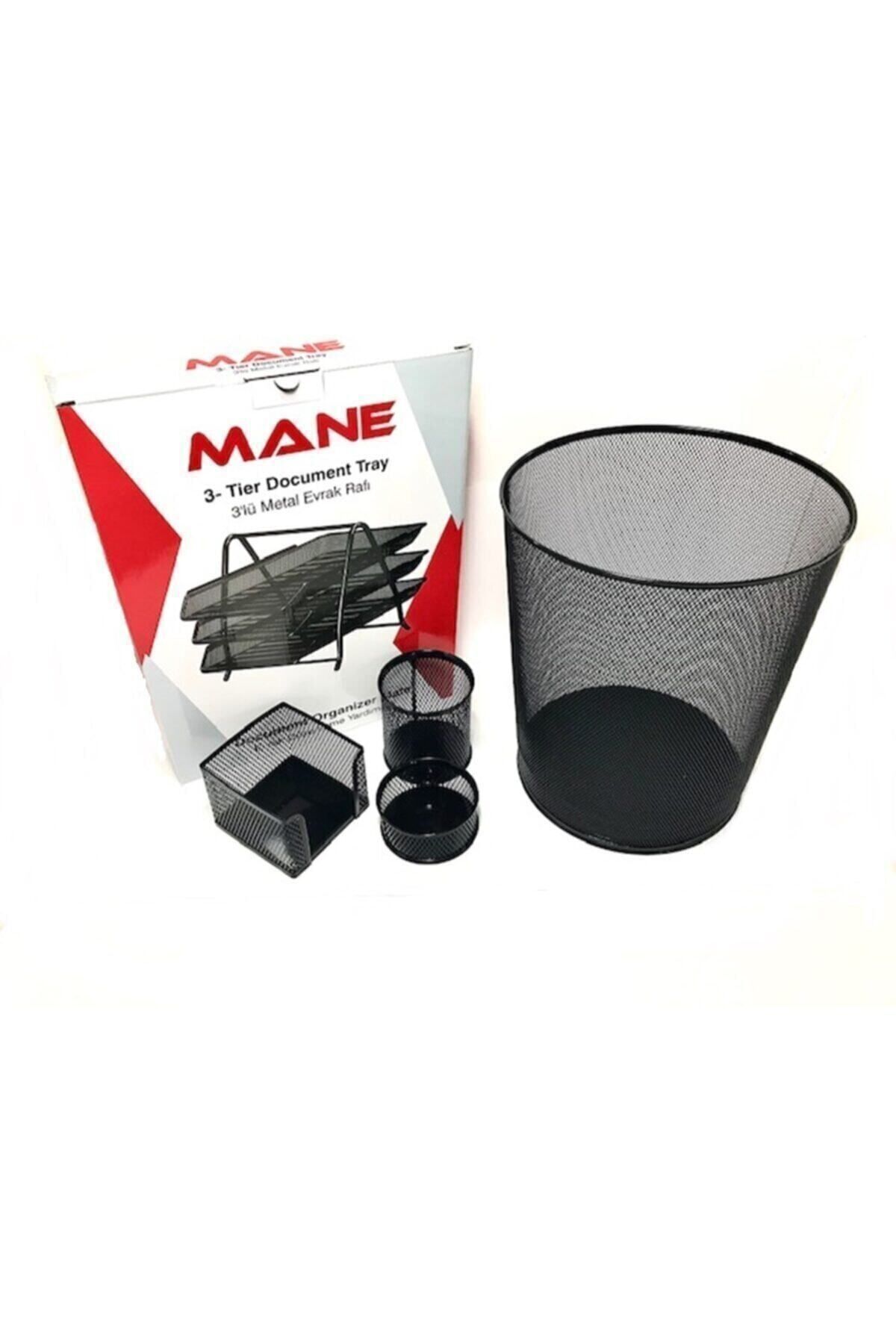 Office Masa Seti-kalemlik,notluk,ataçlık 23cm Çöp Kovası, 3'lü Ev