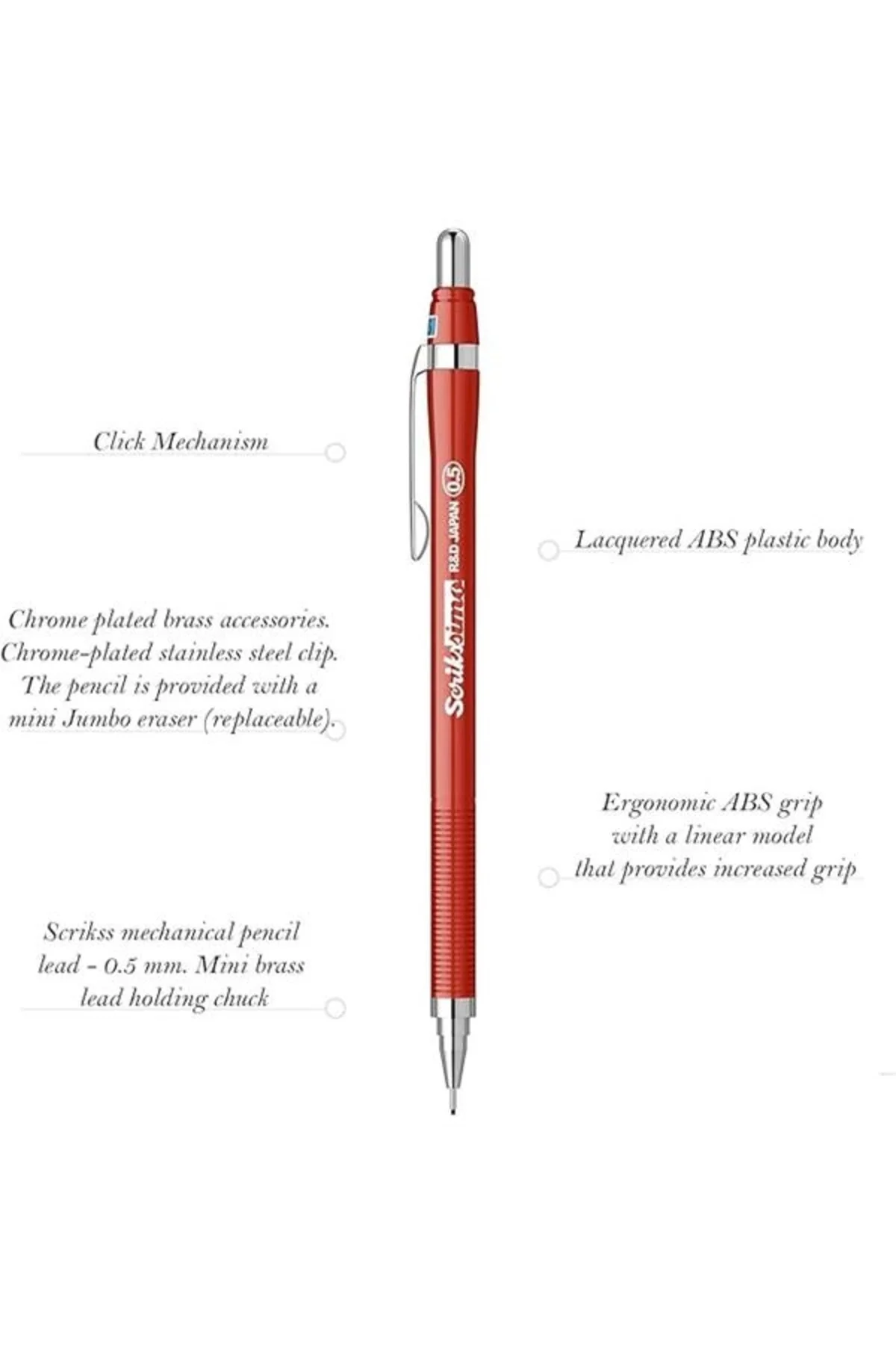 Office Simo Mekanik Kurşun Kalem Kırmızı 0.5 Mm