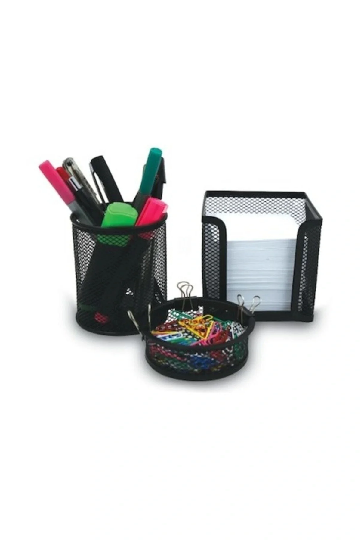 Offıcelıne Metal Tel Masa Üstü 3lü Set ( Kalemlik-küp Notluk - At