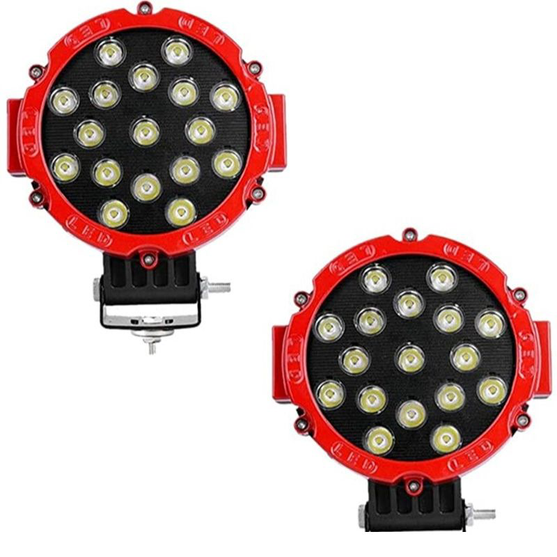 Offroad Sis Lambası 17 Power Ledli 51W Kırmızı Çerçeve Takım  12-