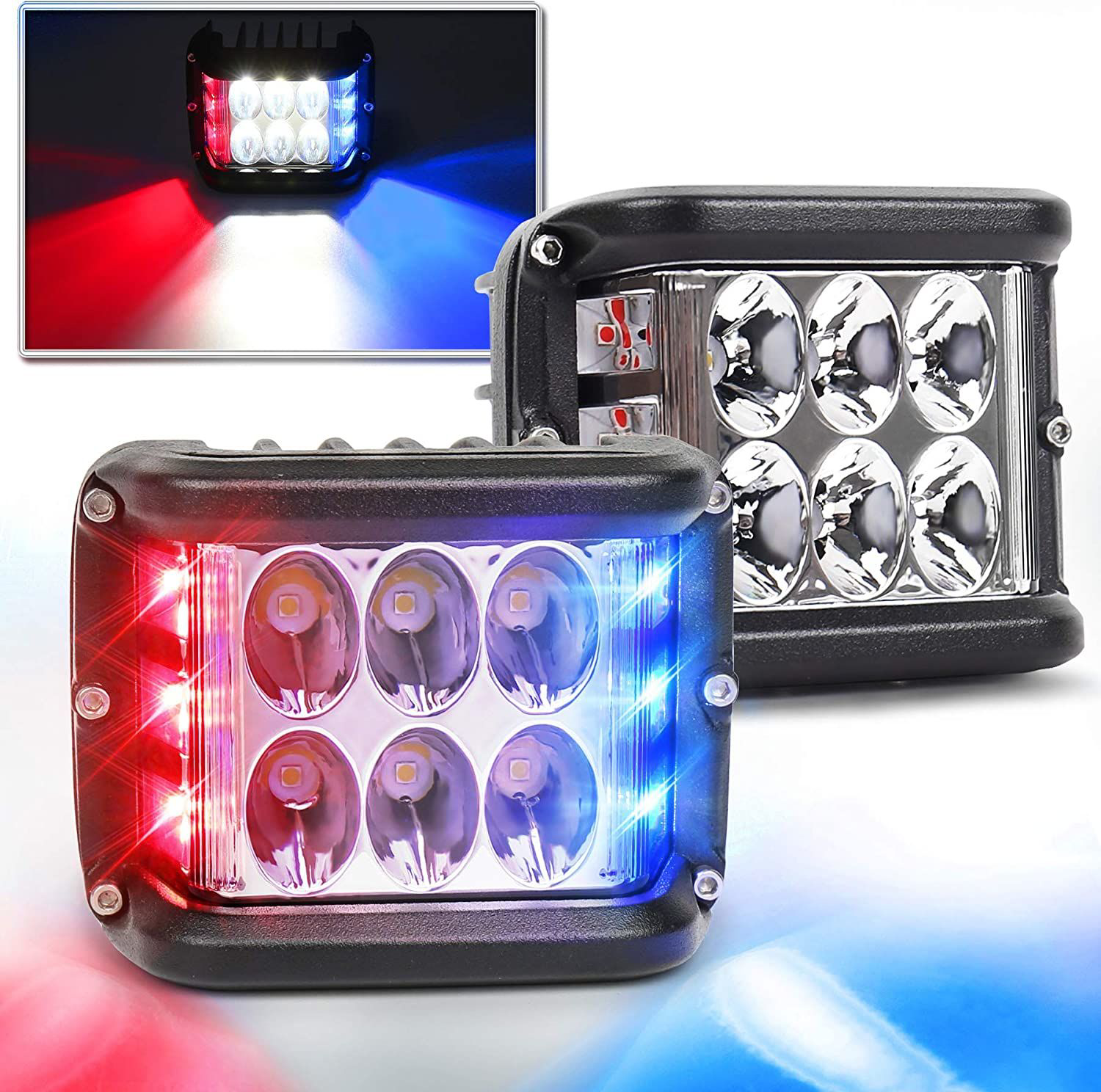 Offroad Sis Lambası Beyaz-Kırmızı-Mavi 12 Led 36W Çift / Lass319-