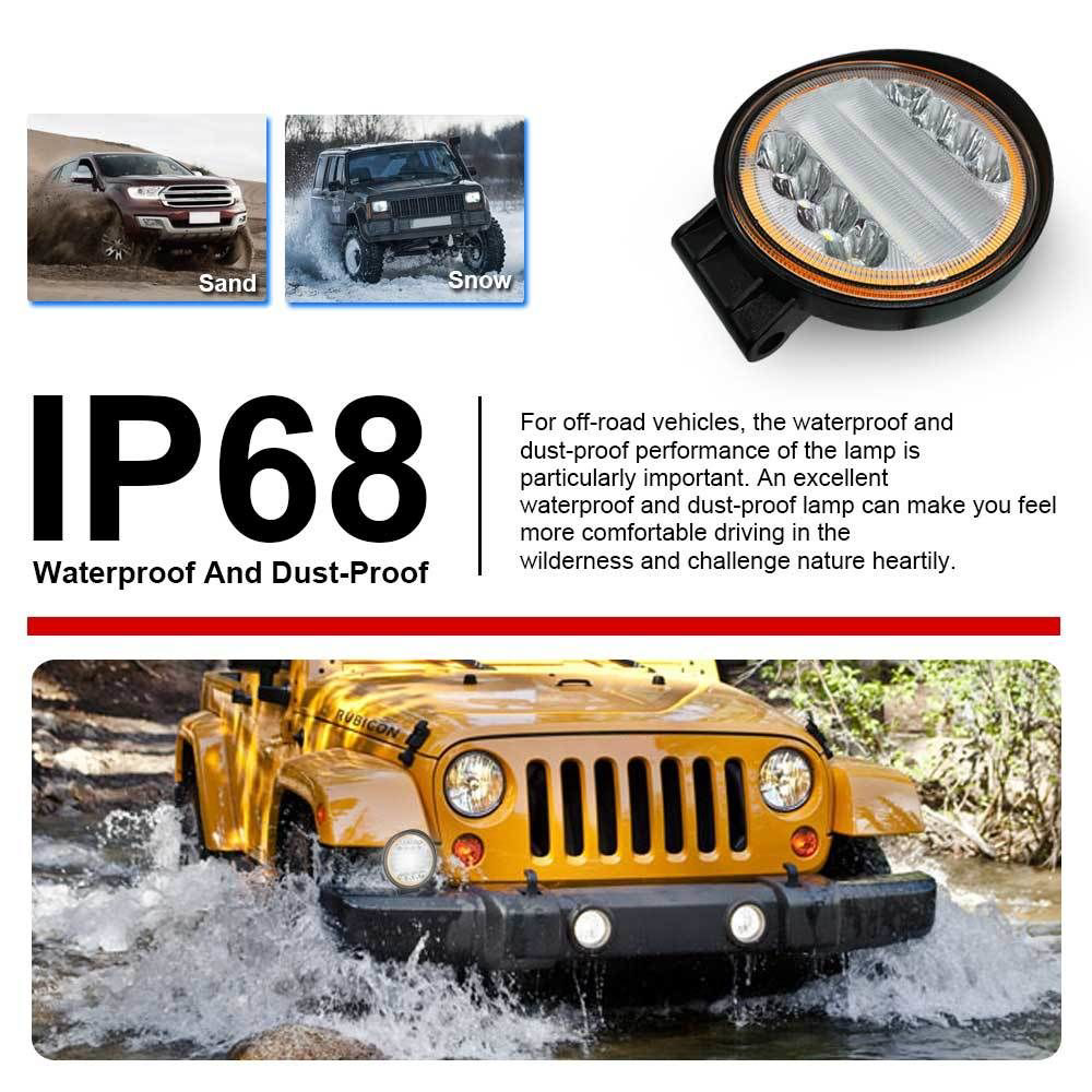 Offroad Sis Uyumlu Yuvarlak Kırmızı Angelli Sis Lambası 12-24V / 