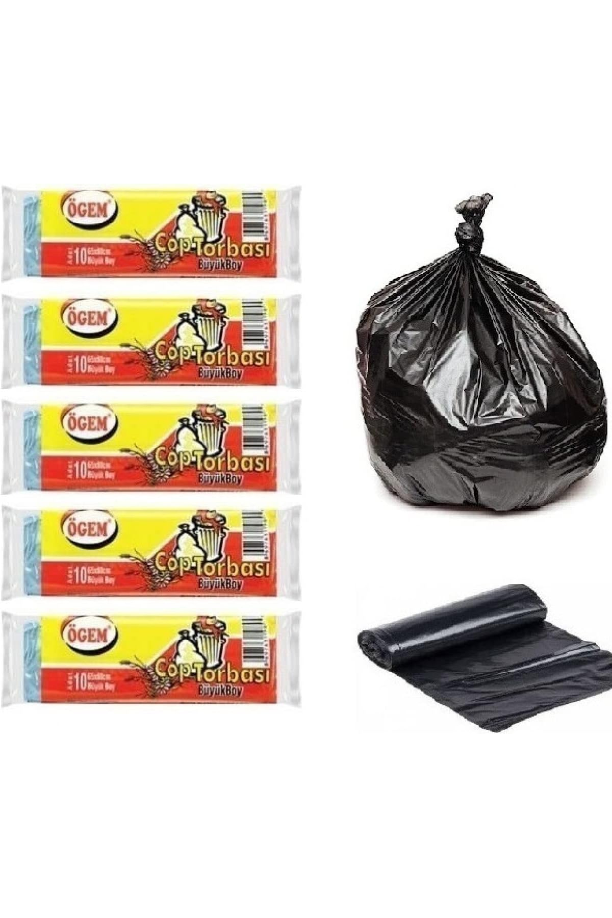 Just Cheap Store Ögem Büyük Boy Çöp Poşeti 65X80 Cm 50 Lt 10'Lu Rulo 5 Paket Siyah
