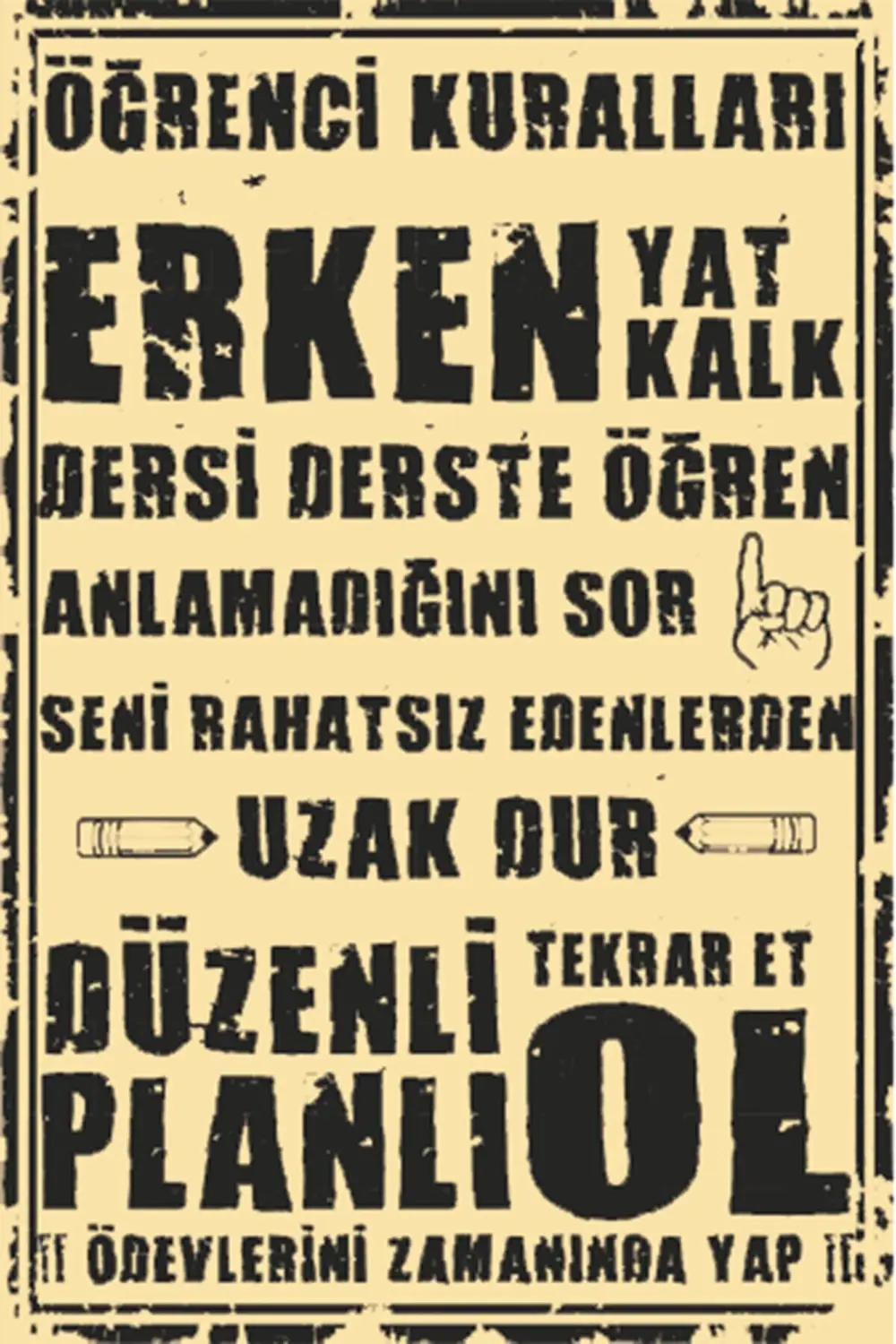 Öğrenci Kuralları Retro Ahşap Poster