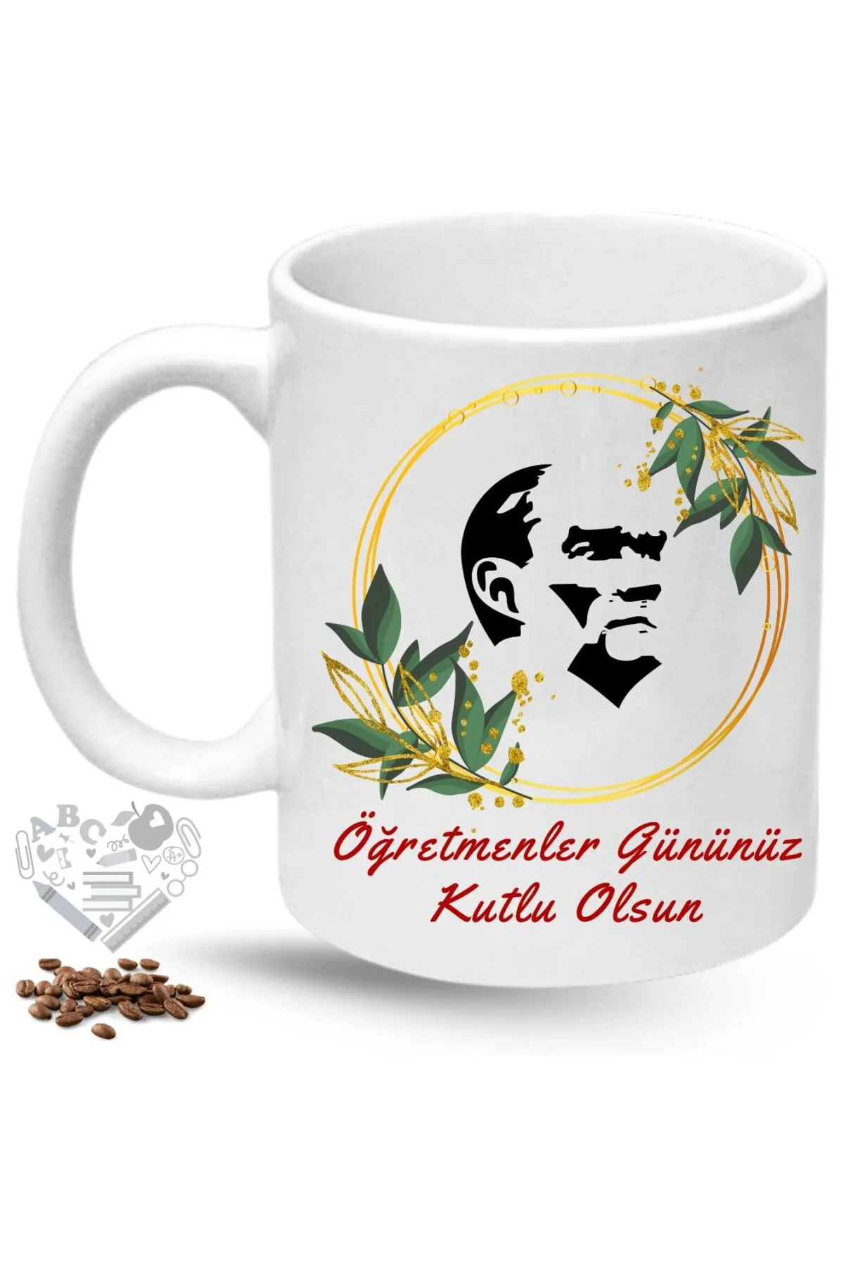 Öğretmenler Günü Hediyesi Atatürk Silueti Baskılı Porselen Kupa Bardak
