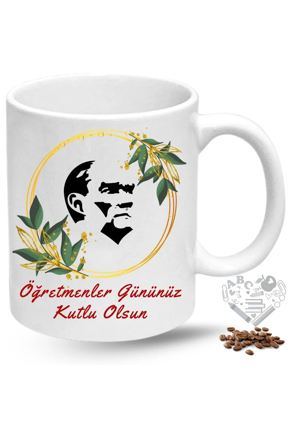 Öğretmenler Günü Hediyesi Atatürk Silueti Baskılı Porselen Kupa Bardak