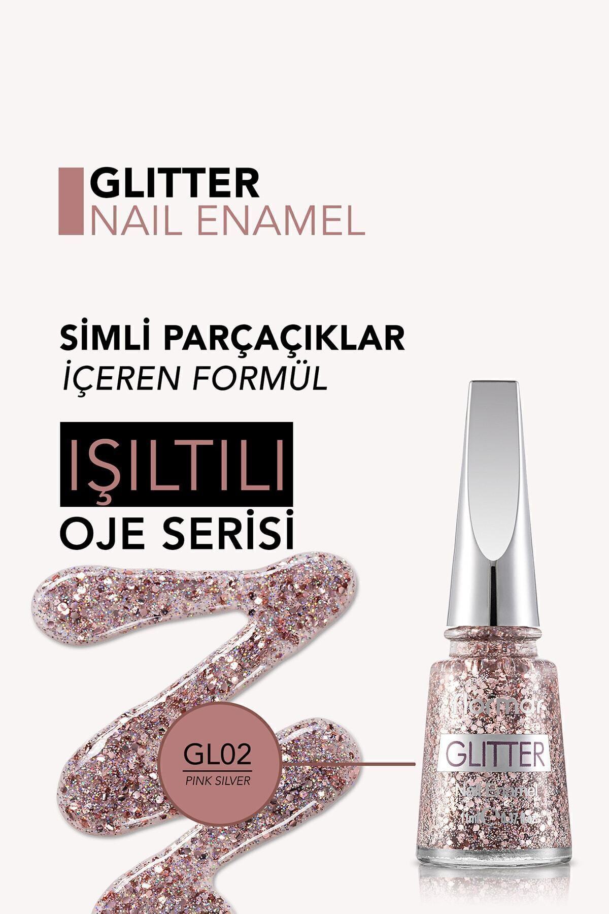 Oje - Glitter Nail Enamel Gl02 Pink Silver 34000006-gl02