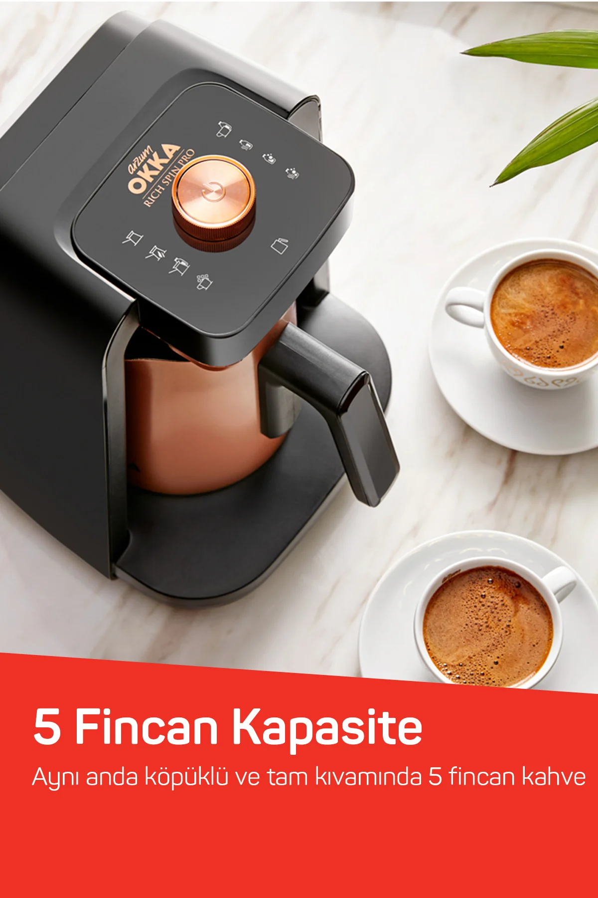 OK0020 Okka Rich Spin Pro Türk Kahvesi Makinesi 5 Fincan, 8 Farkl
