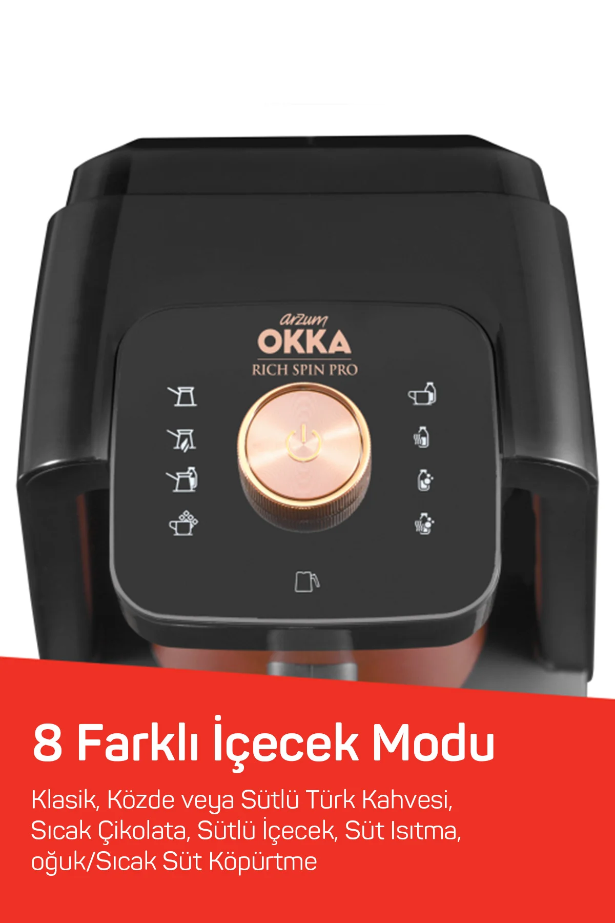 OK0020 Okka Rich Spin Pro Türk Kahvesi Makinesi 5 Fincan, 8 Farkl