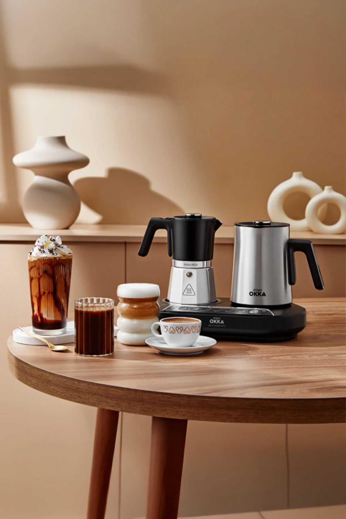 OK0027 Okka Rich Moka Pot Karıştırıcılı Metal İtalyan ve Türk Kah