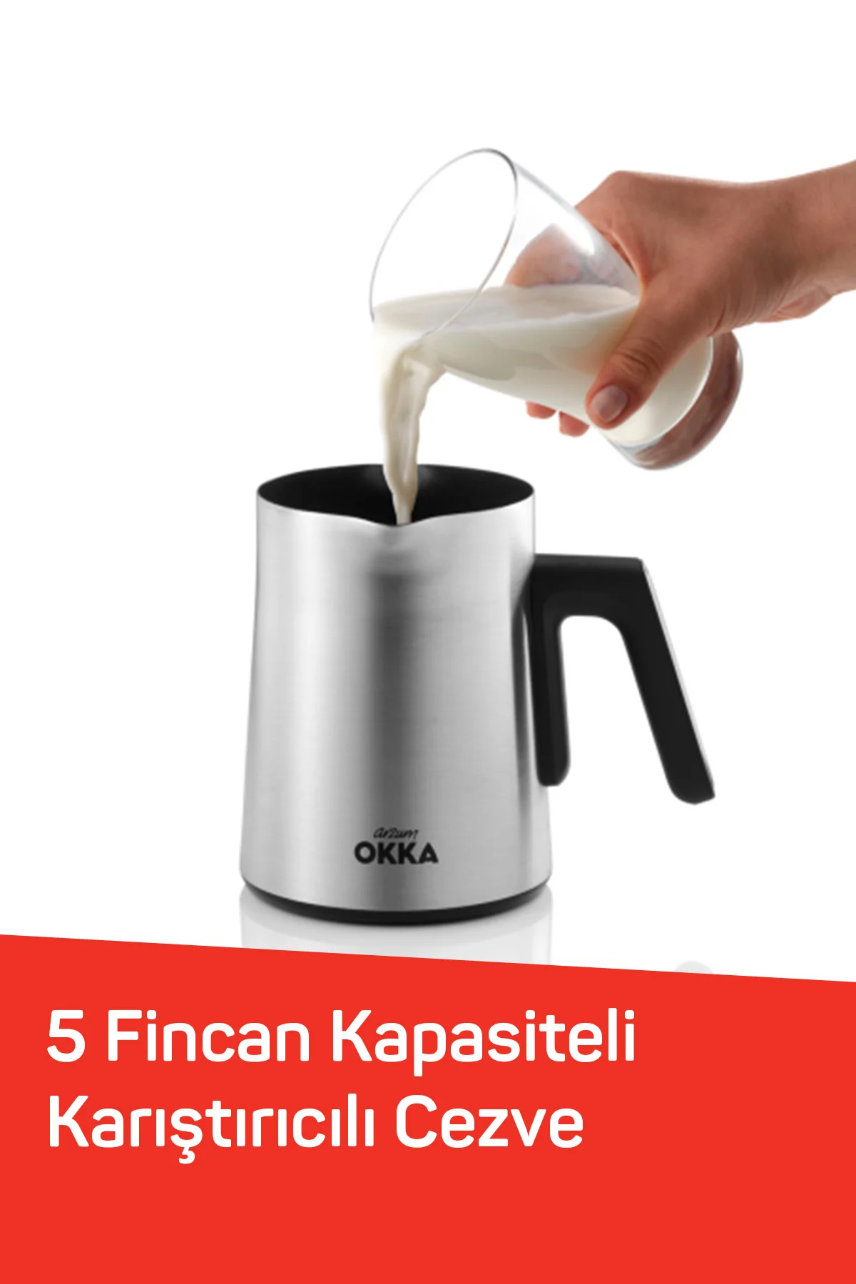 OK0027 Okka Rich Moka Pot Karıştırıcılı Metal İtalyan ve Türk Kah