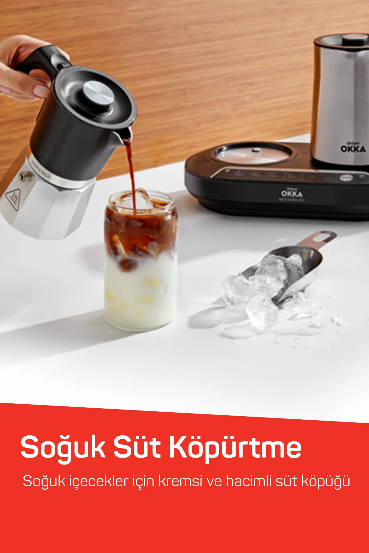 OK0027 Okka Rich Moka Pot Karıştırıcılı Metal İtalyan ve Türk Kah