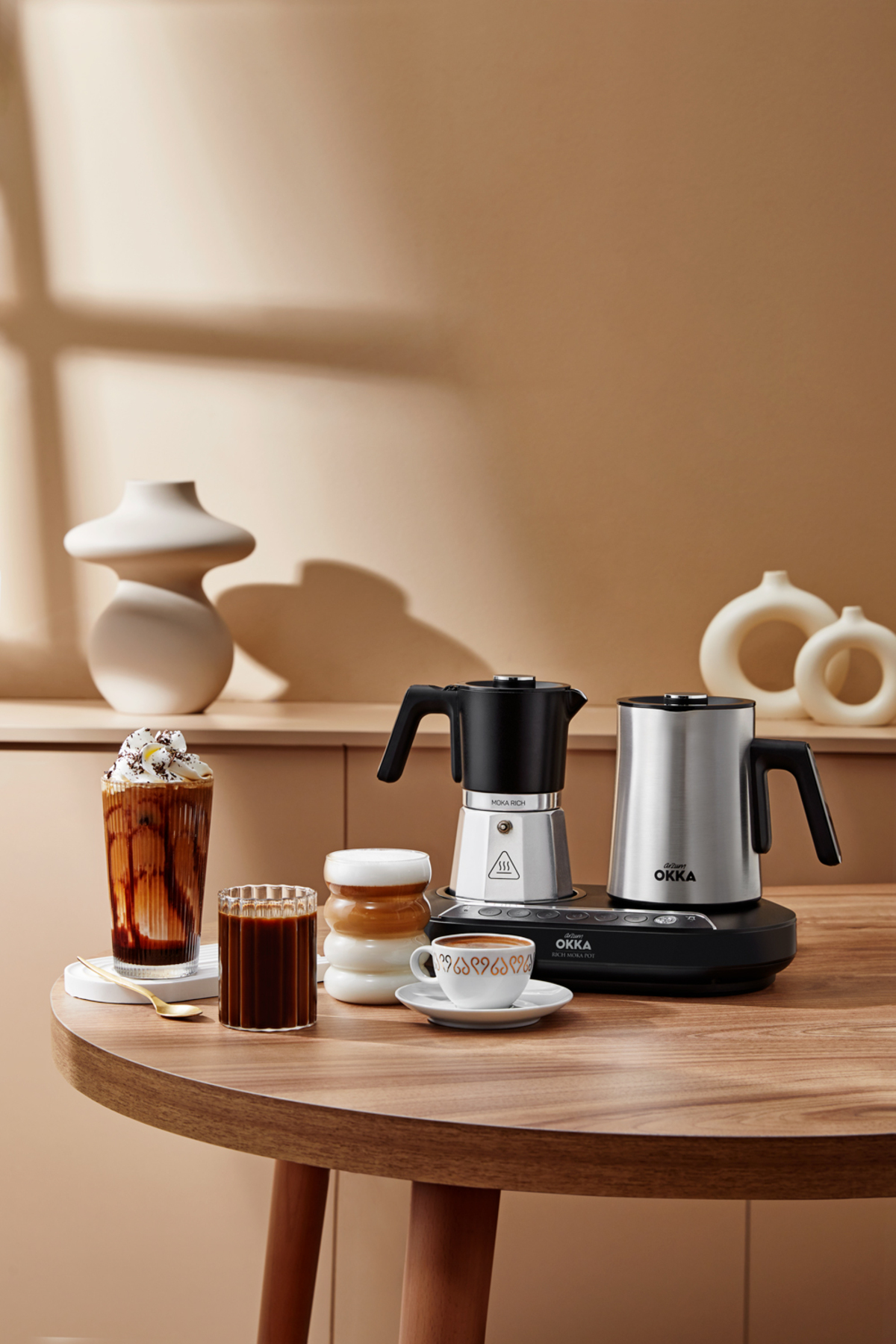 OK0027 Okka Rich Moka Pot Karıştırıcılı Metal İtalyan ve Türk Kah