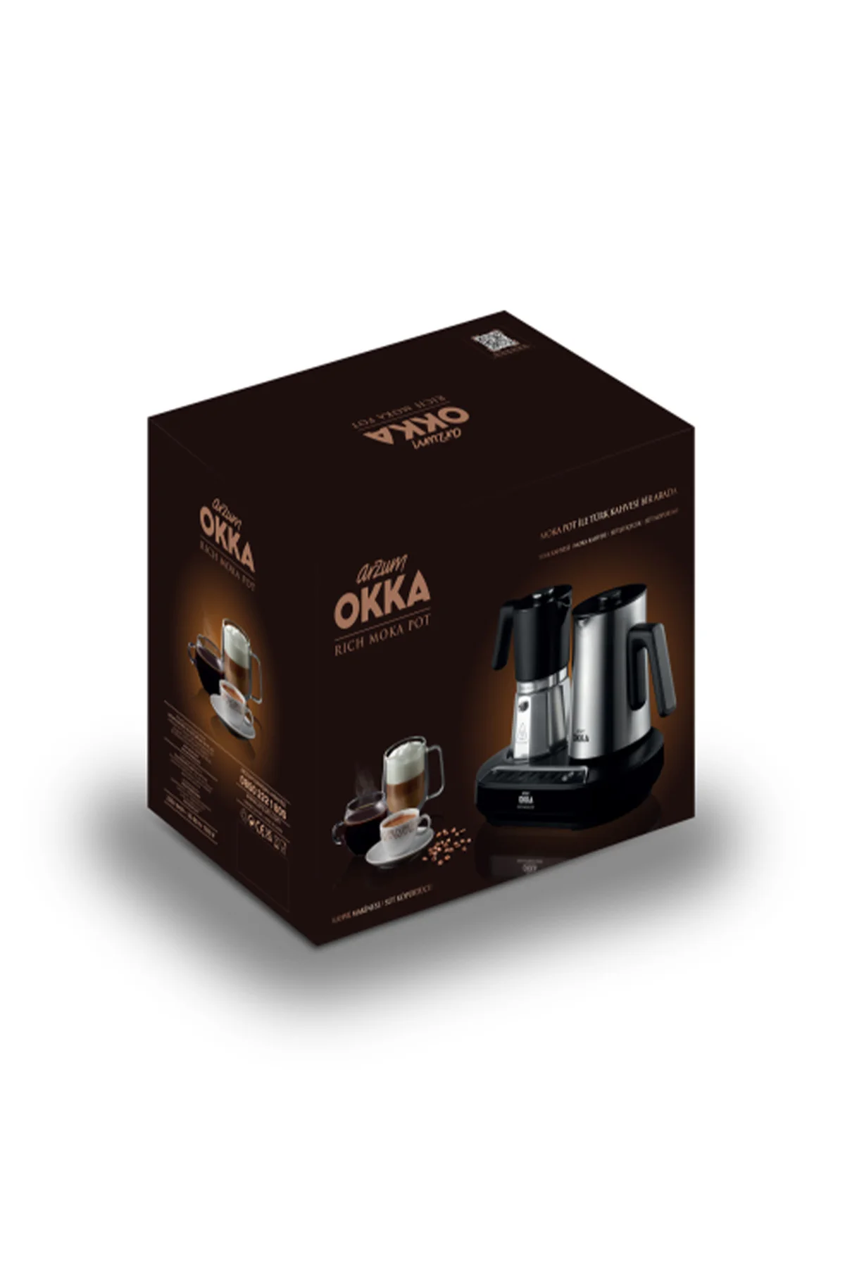 OK0027 Okka Rich Moka Pot Karıştırıcılı Metal İtalyan ve Türk Kah