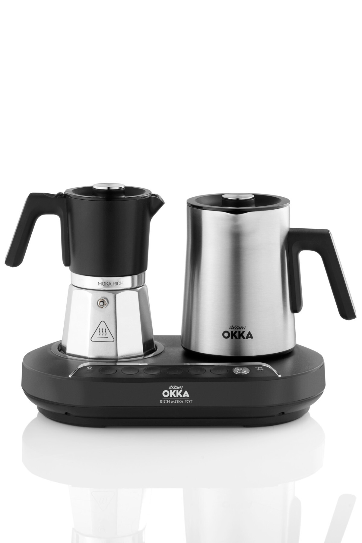OK0027 Okka Rich Moka Pot Karıştırıcılı Metal İtalyan ve Türk Kah
