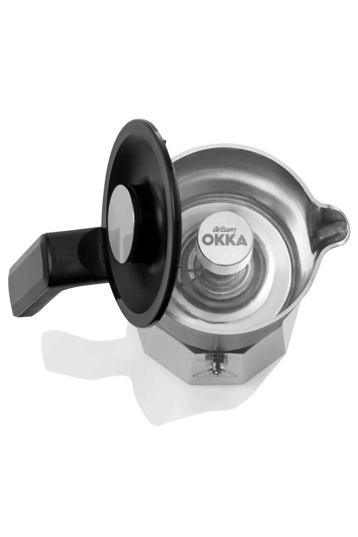 OK0027 Okka Rich Moka Pot Karıştırıcılı Metal İtalyan ve Türk Kah