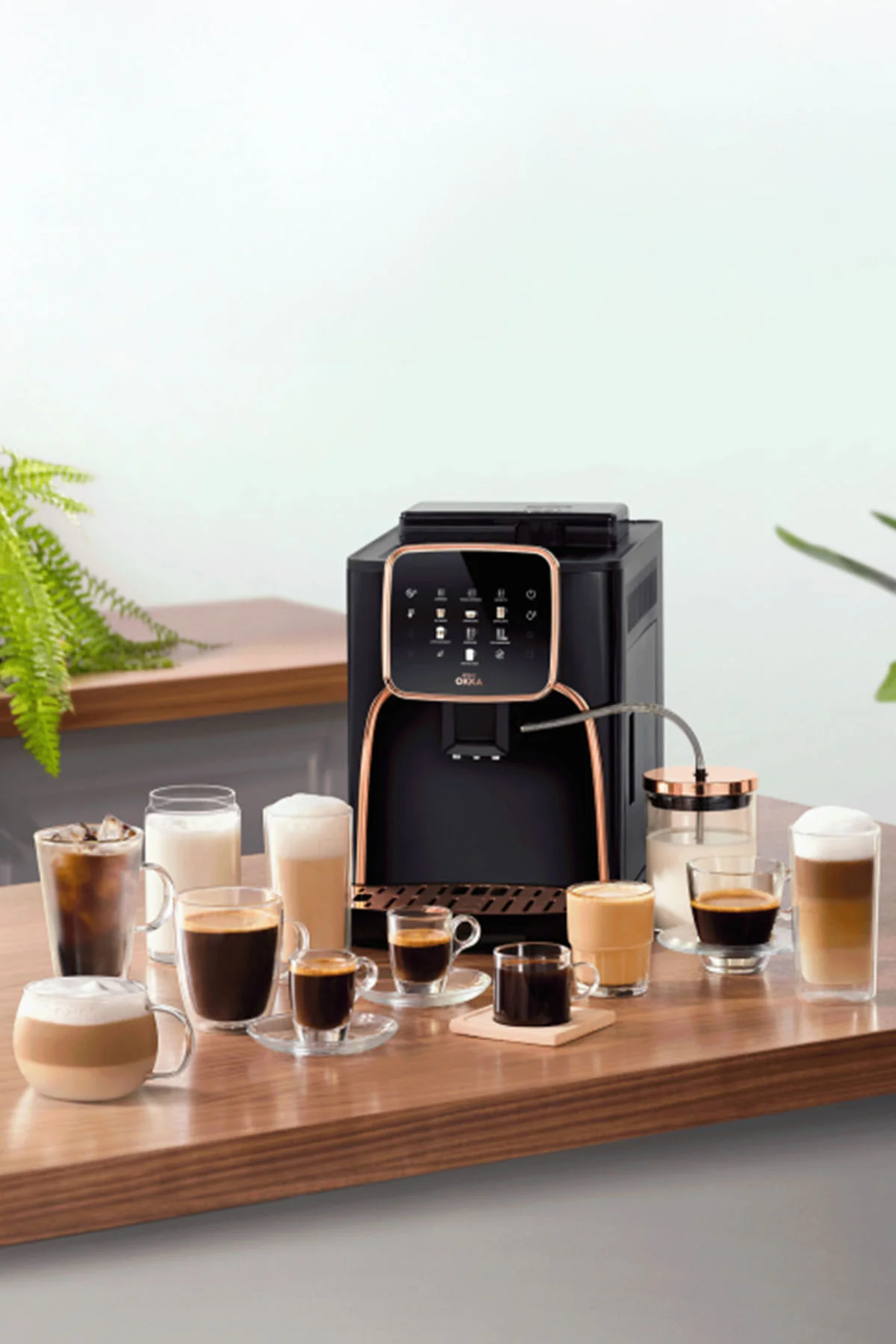 OK0028 Okka Espresso Pro M Tam Otomatik Espresso Makinesi, 11 Sıcak ve Soğuk İçecek, Bakır