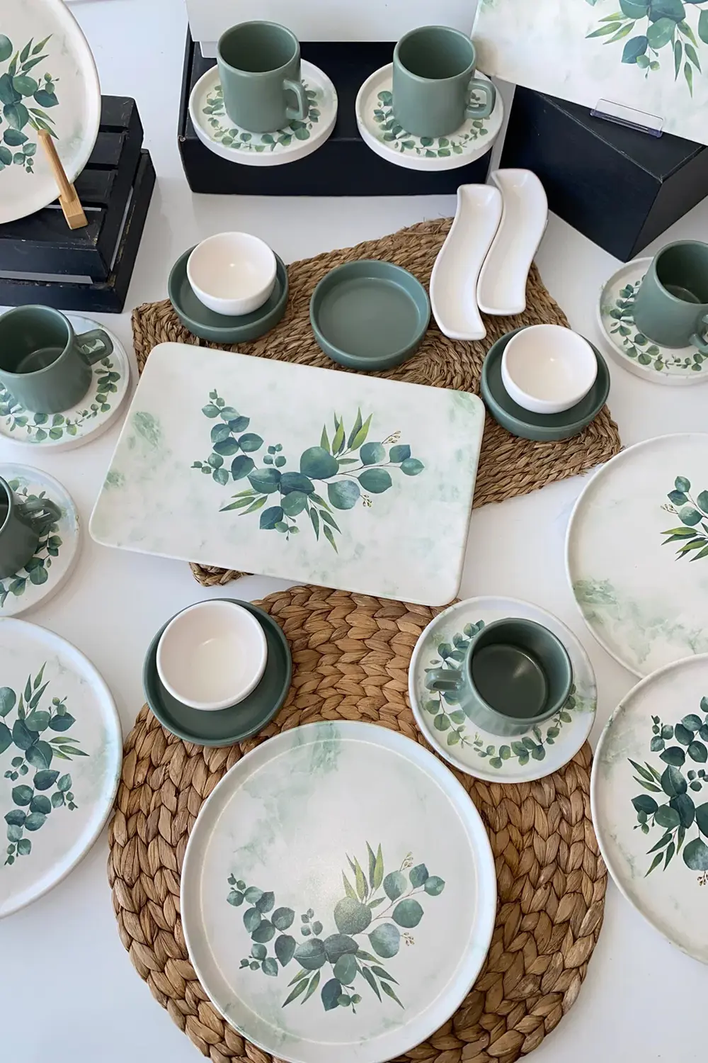 Keramika Okaliptus 6 Kişilik 29 Parça Kahvaltı Takımı Yeşil