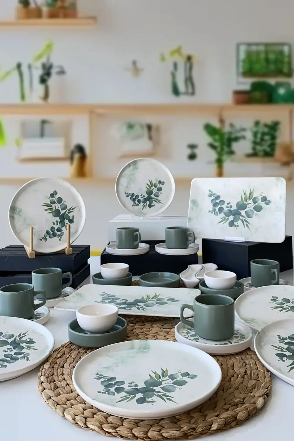 Keramika Okaliptus 6 Kişilik 29 Parça Kahvaltı Takımı Yeşil