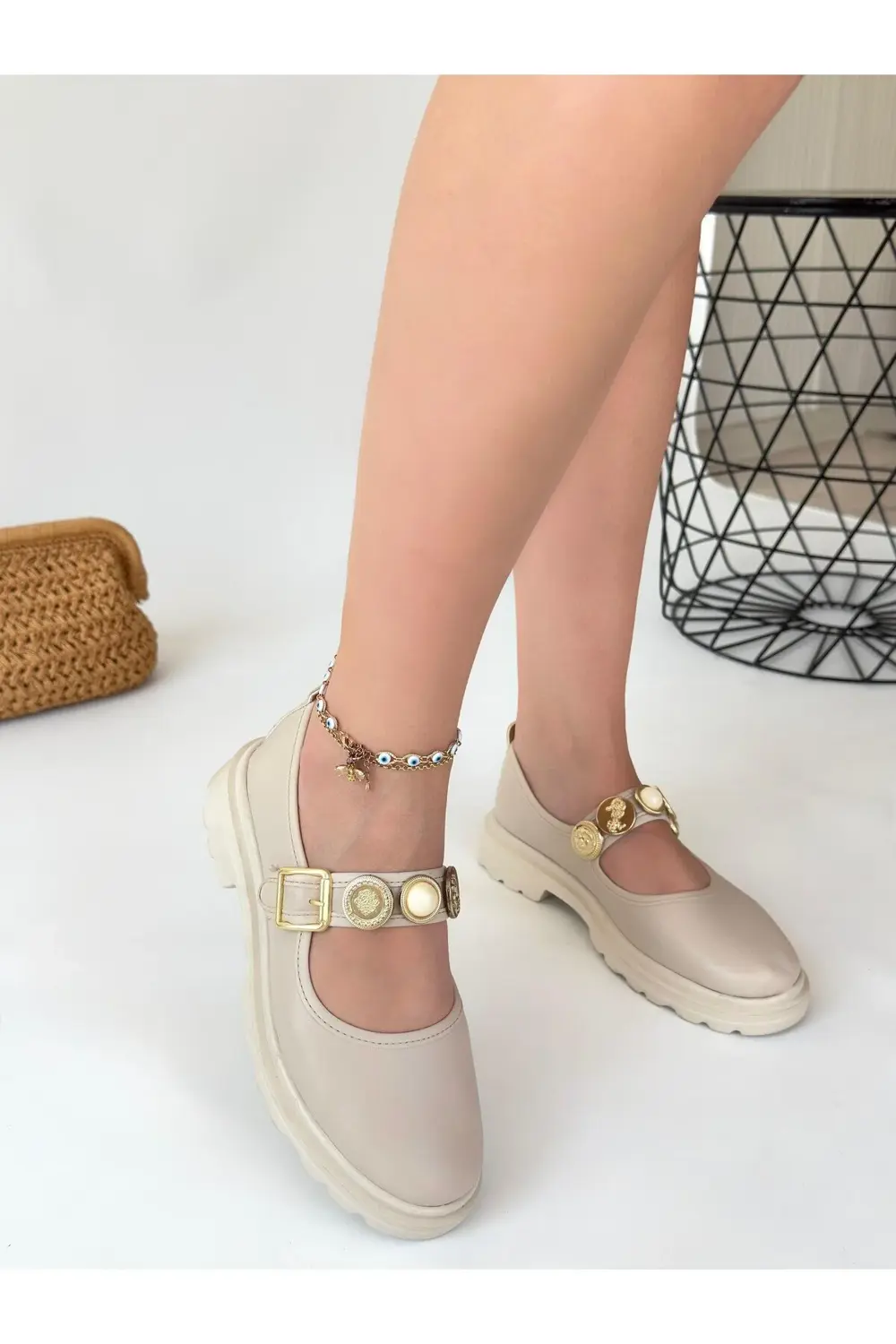 Okira Bej Cilt Oxford Ayakkabı