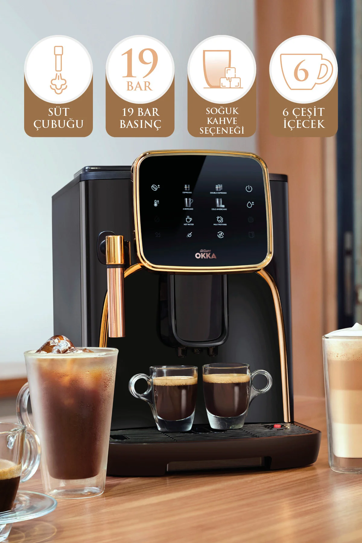 Okka Espresso Pro Tam Otomatik Espresso Makinesi Bakır - OK0030-04