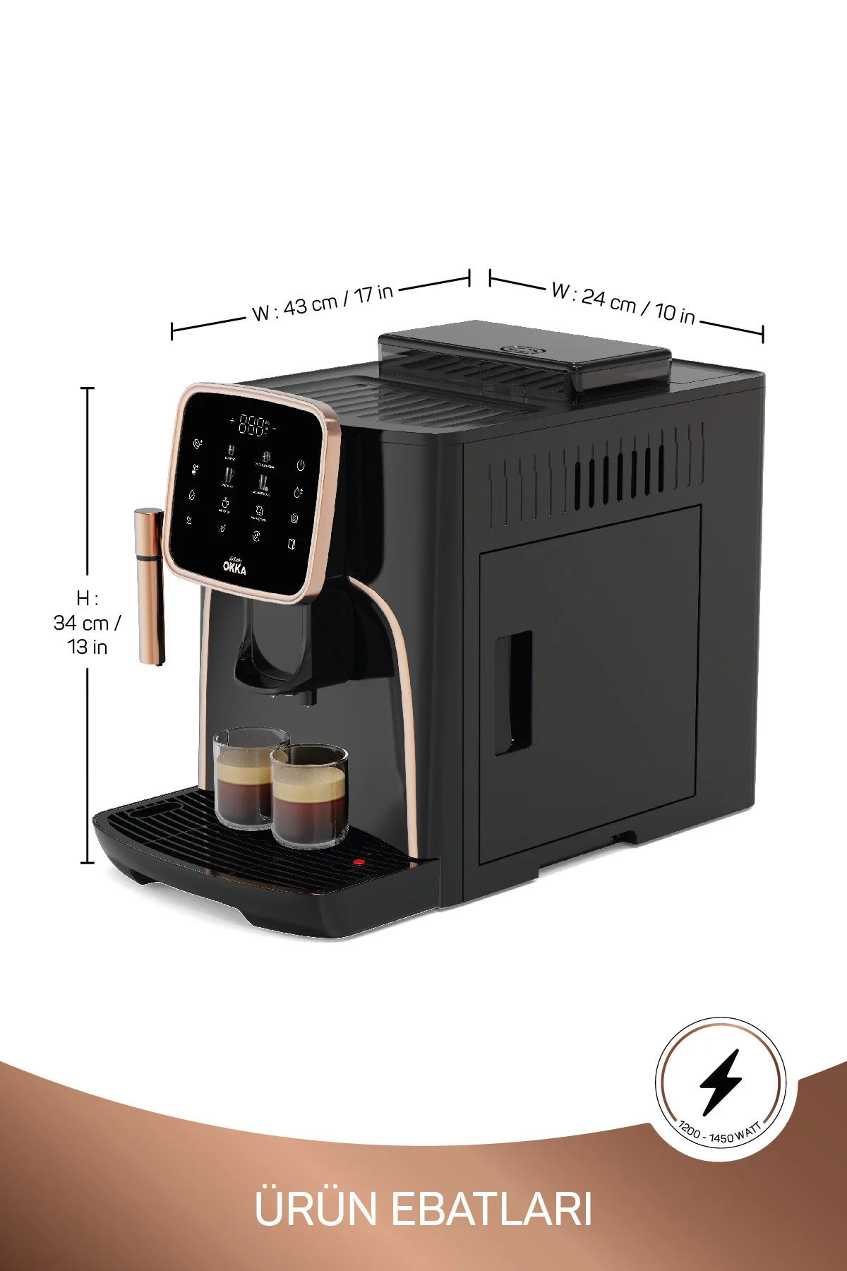 Okka Espresso Pro Tam Otomatik Espresso Makinesi Bakır - OK0030-04