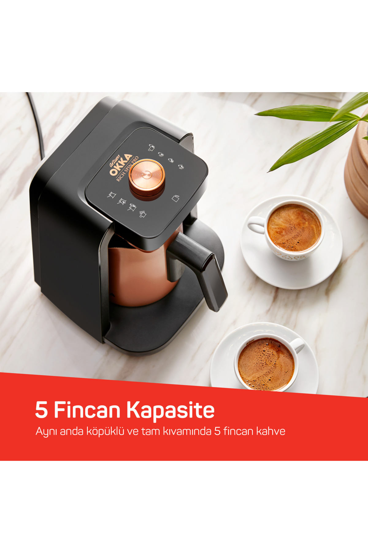 Okka OK0020 Rich Spin Pro Türk Kahvesi Makinesi Bakır