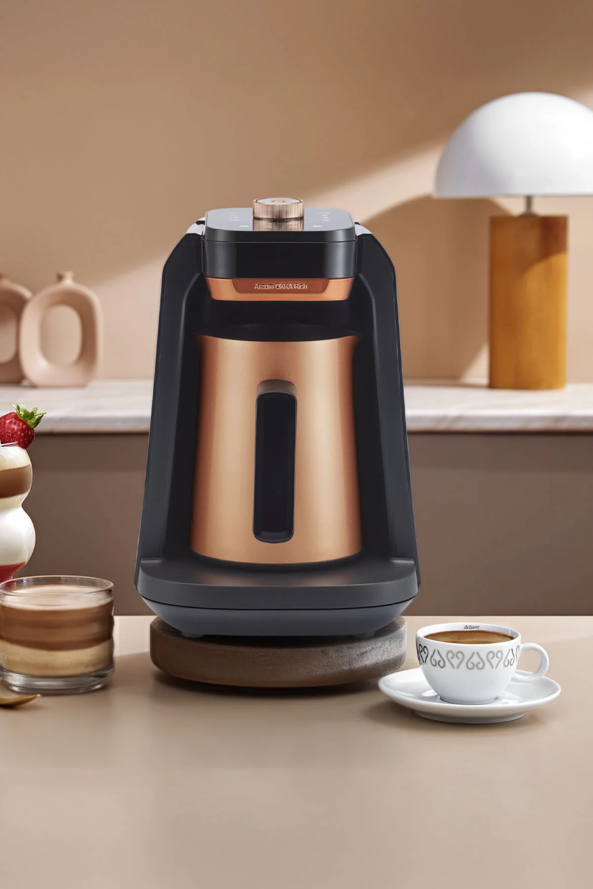 OKKA OK0036 Rich Pro Plus Su Hazneli Türk Kahvesi Makinesi, Bakır