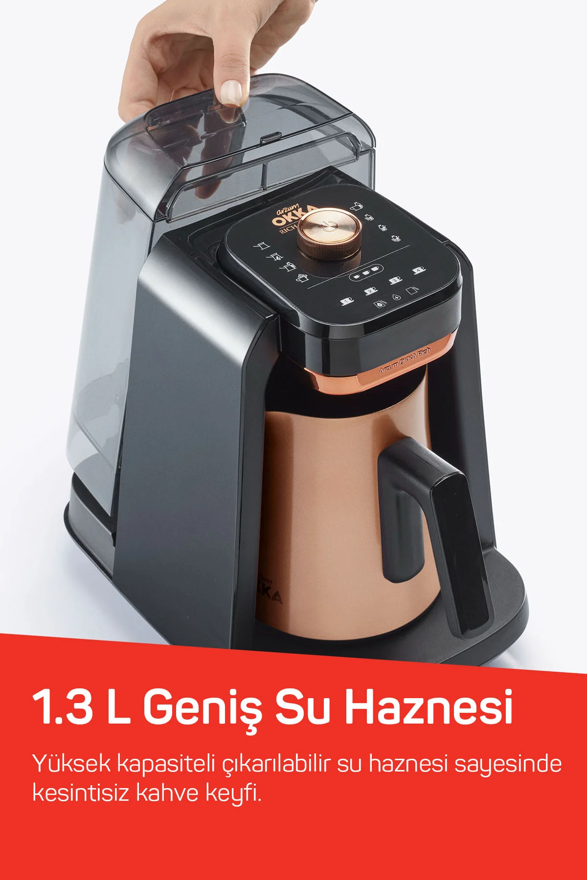 OKKA OK0036 Rich Pro Plus Su Hazneli Türk Kahvesi Makinesi, Bakır