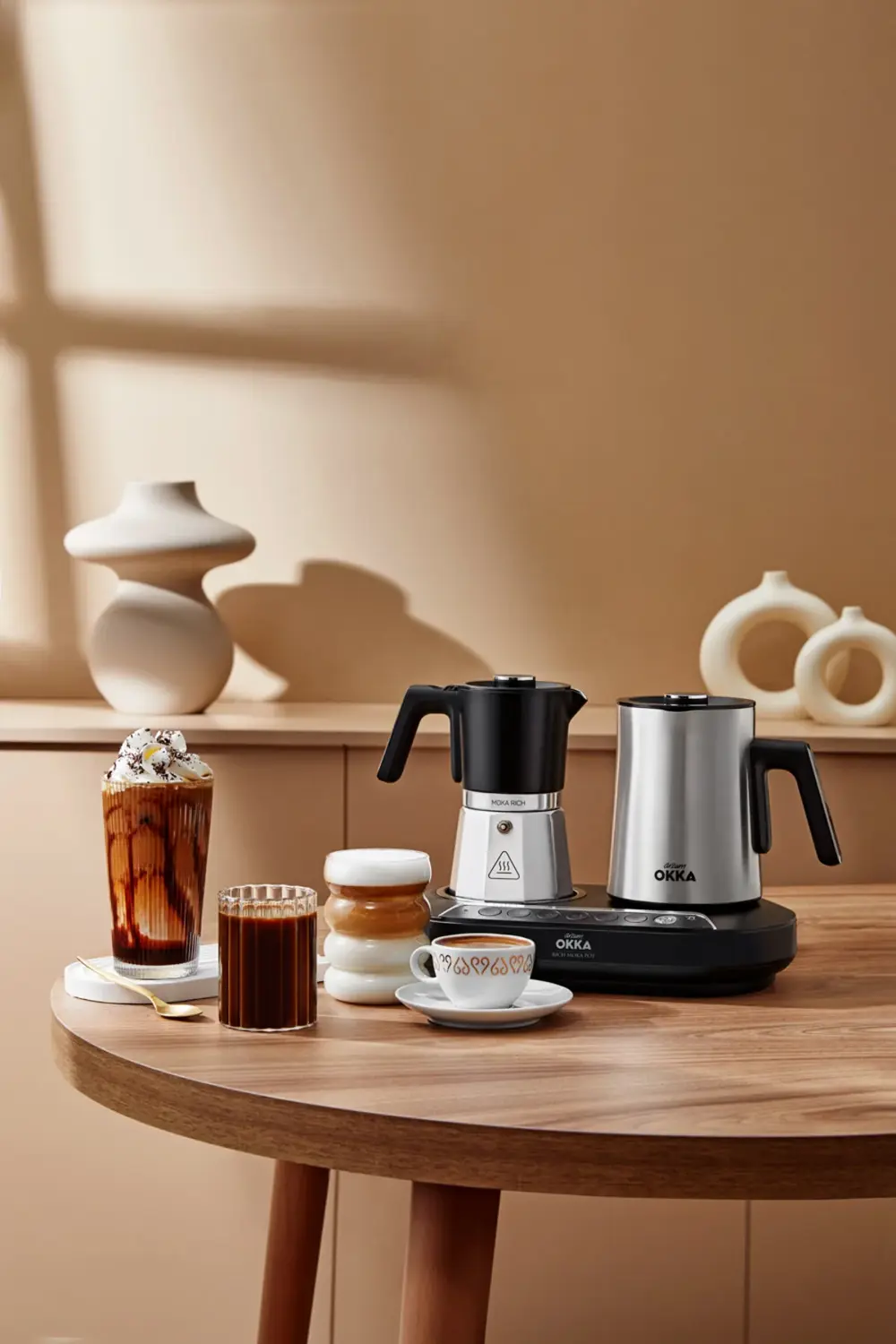 Okka Rich Moka Pot Karıştırıcılı Metal İtalyan ve Türk Kahve Maki