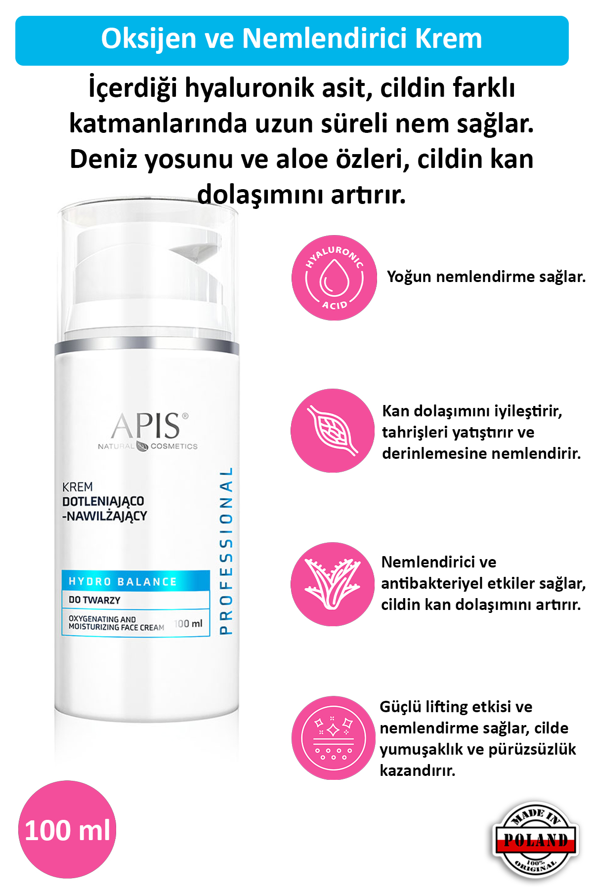 Apis Natural Cosmetics Oksijenlendiren Ve Nemlendirici Krem - 100Ml