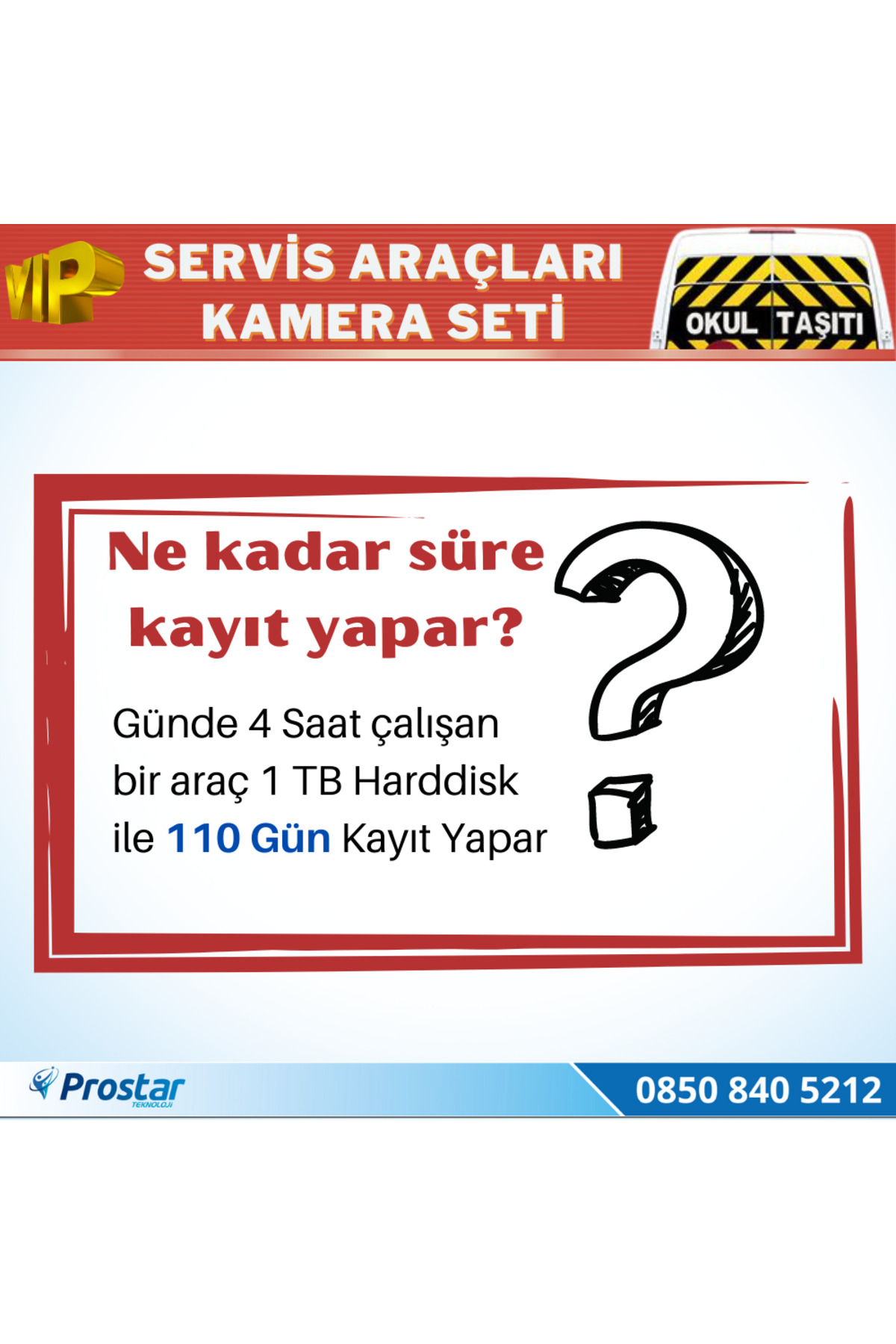 Pro Star Okul Servis Kamera Seti 4 Kameralı 7" Monitör 4 Kameralı 1 Tb Har