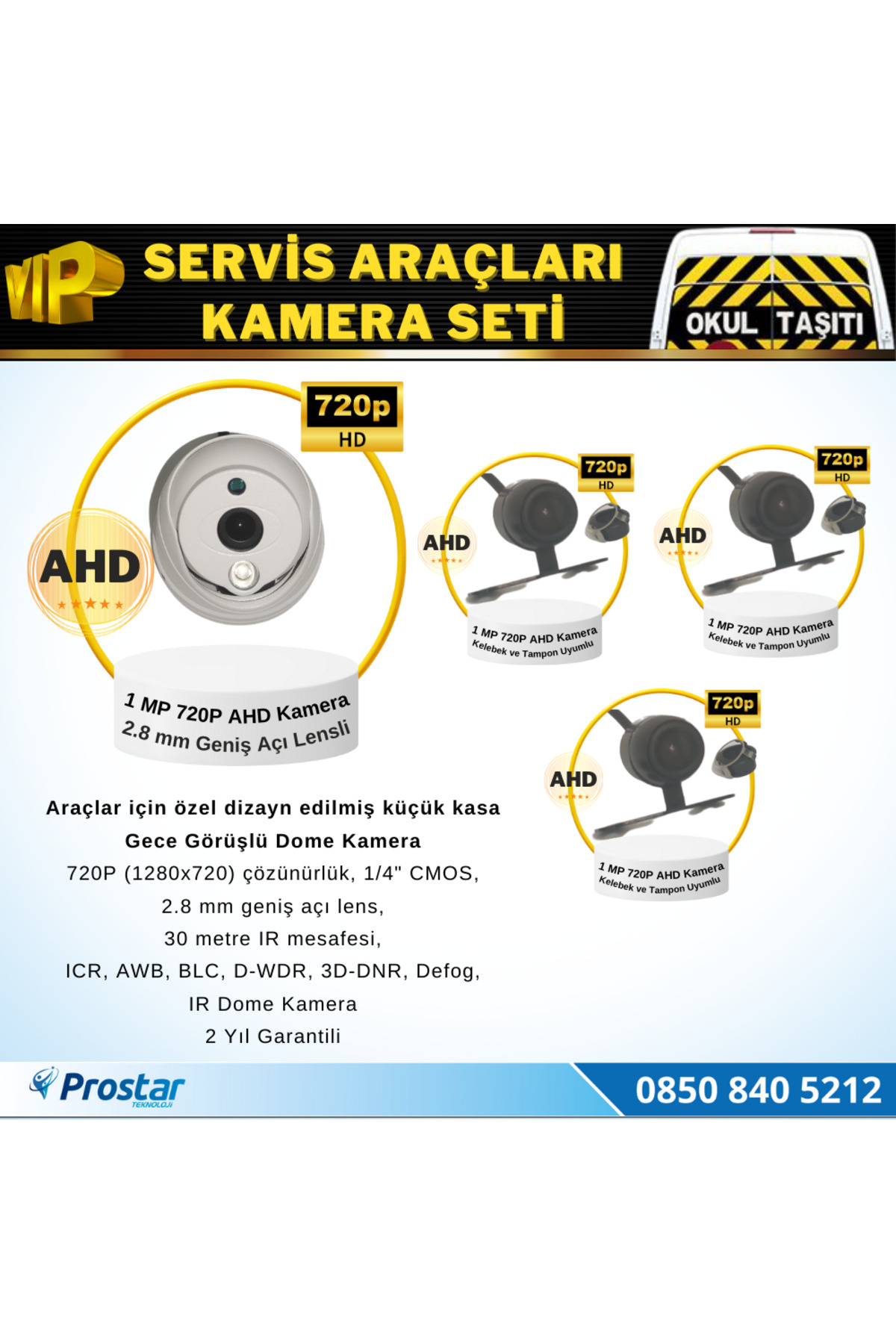 Navistar Okul Servis Kamera Seti 4 Kameralı 7" Monitör 4 Kameralı 320 Gb H