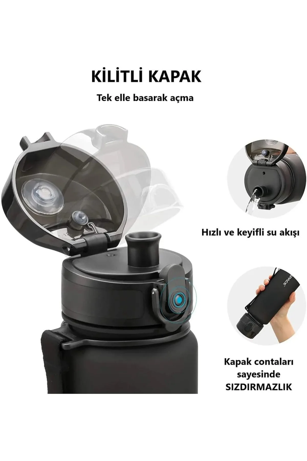 Okul Su Matarası - Renkli - 650ml - Tritan Suluk Soft Touch