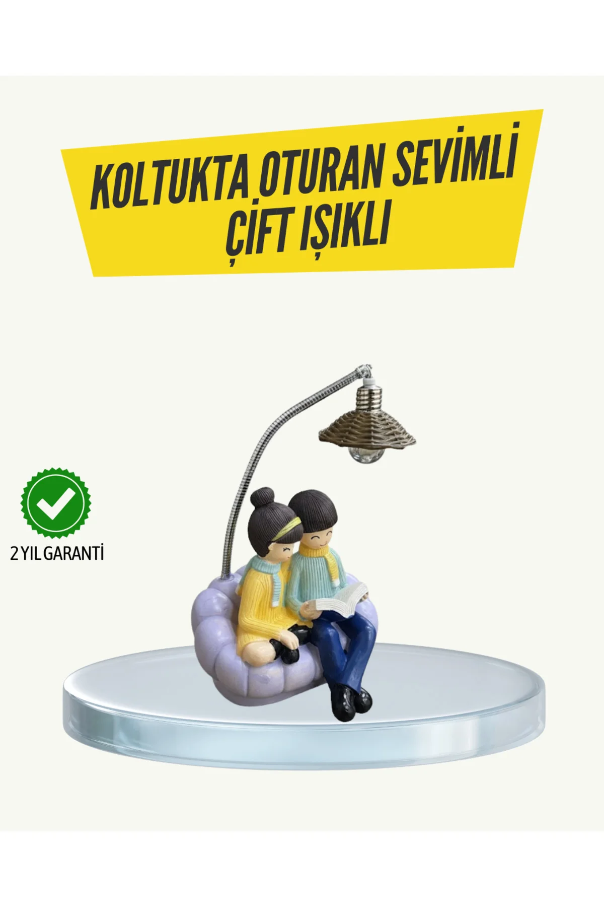 Okuyan Çift Figürlü Dekoratif Gece Lambası Hediye Seçeneği